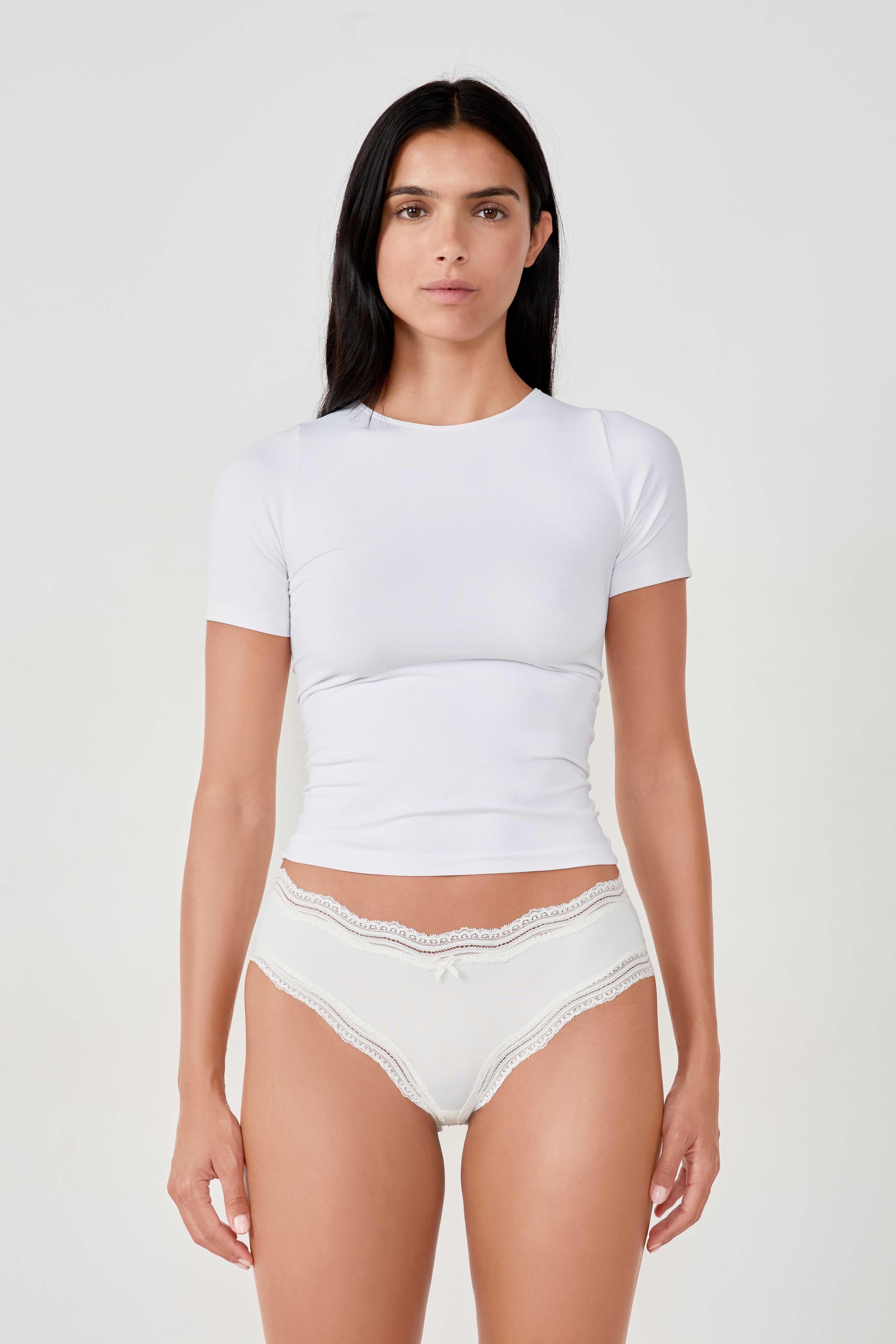 Microfibre Boyshort With Lace Trim