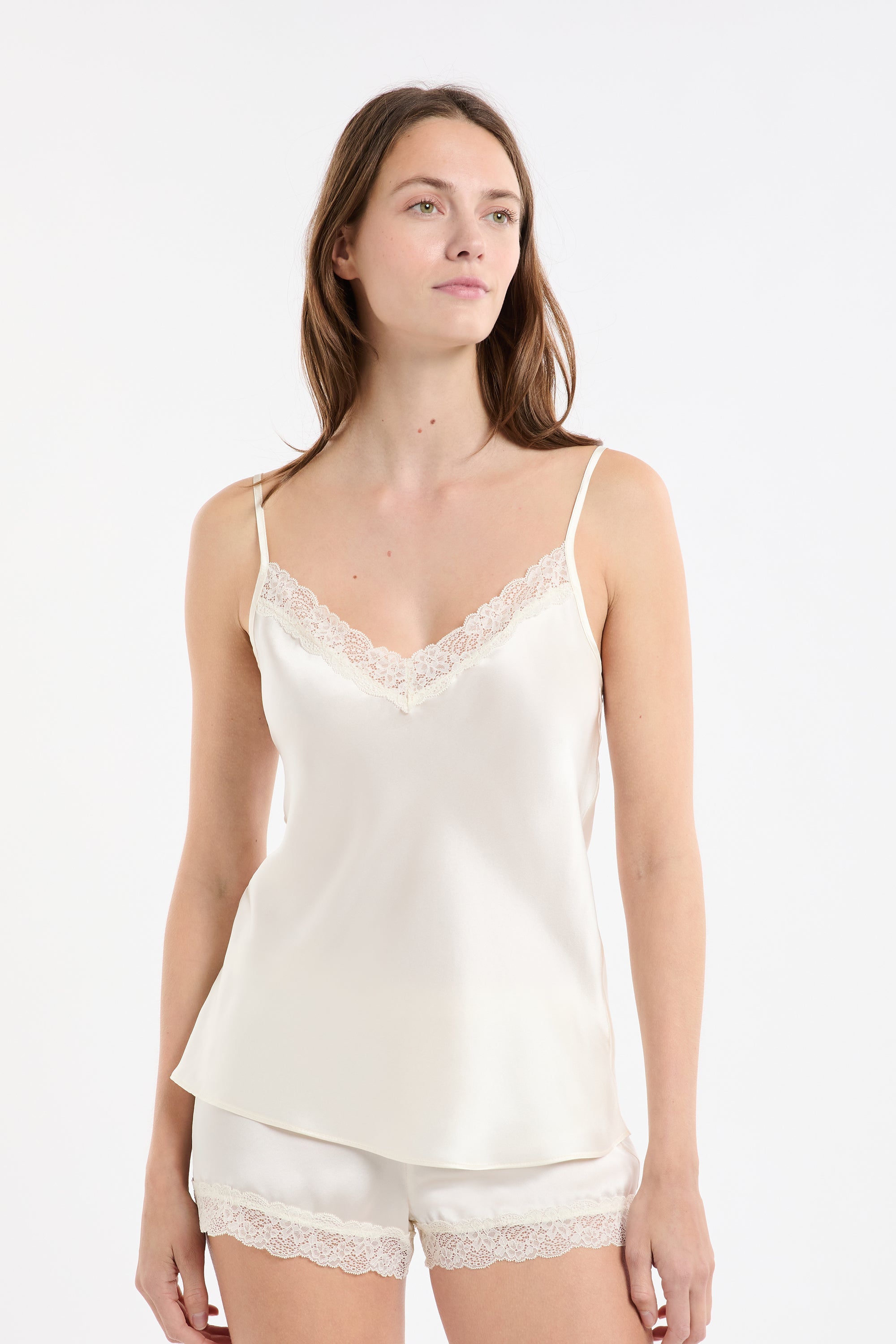 Silk Camisole With Lace Details