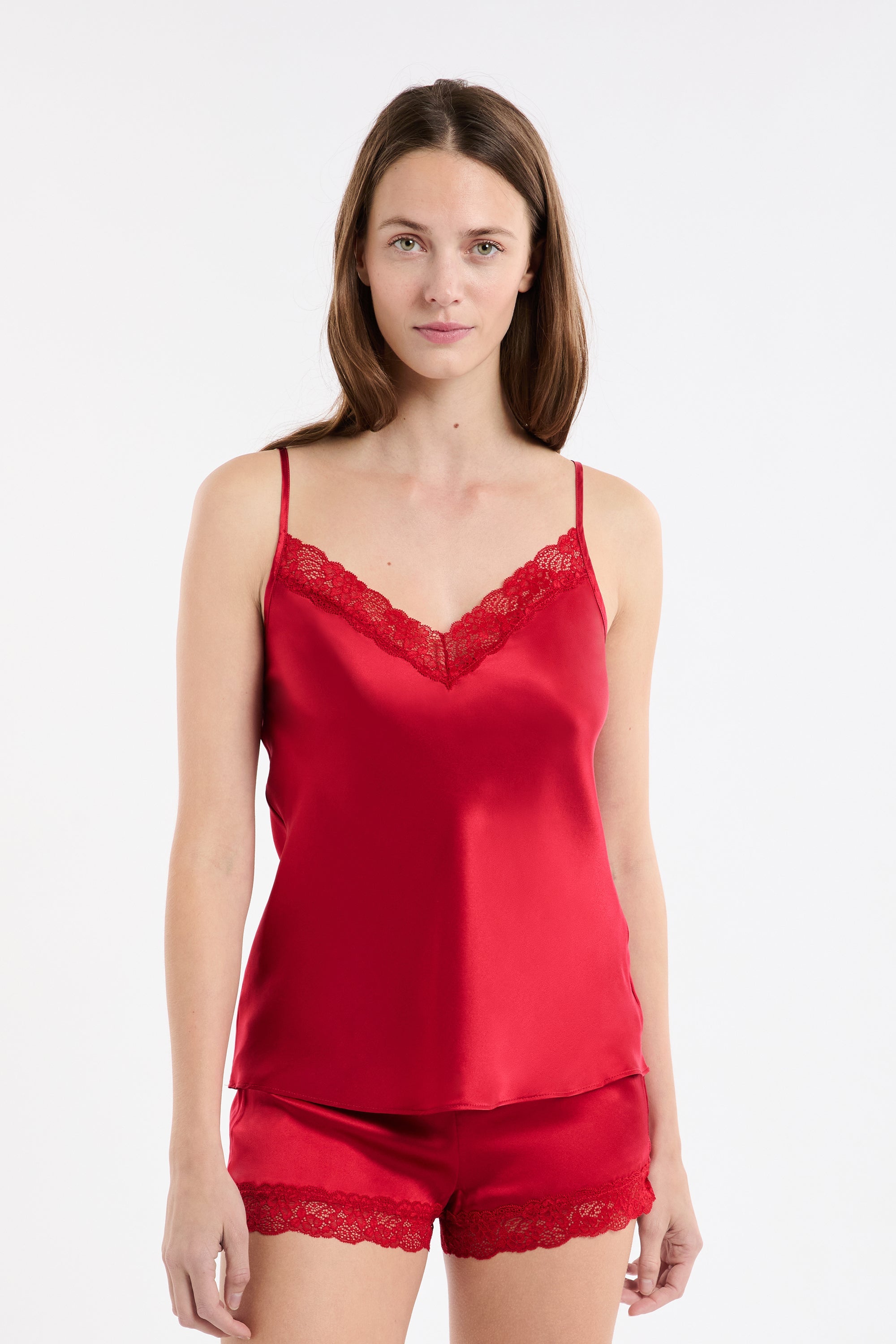 Silk Camisole With Lace Details