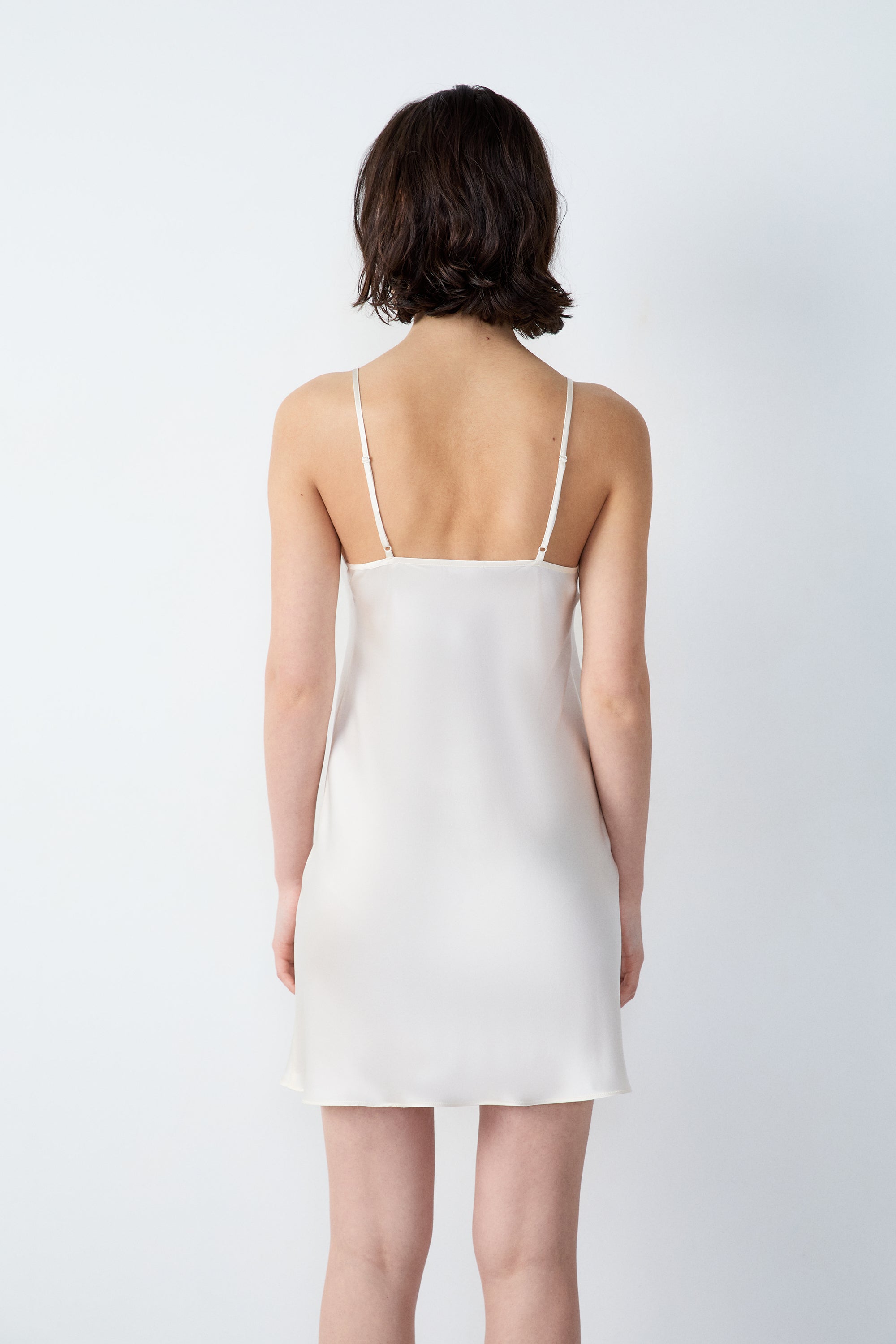 Short Silk Nightdress With Lace Details