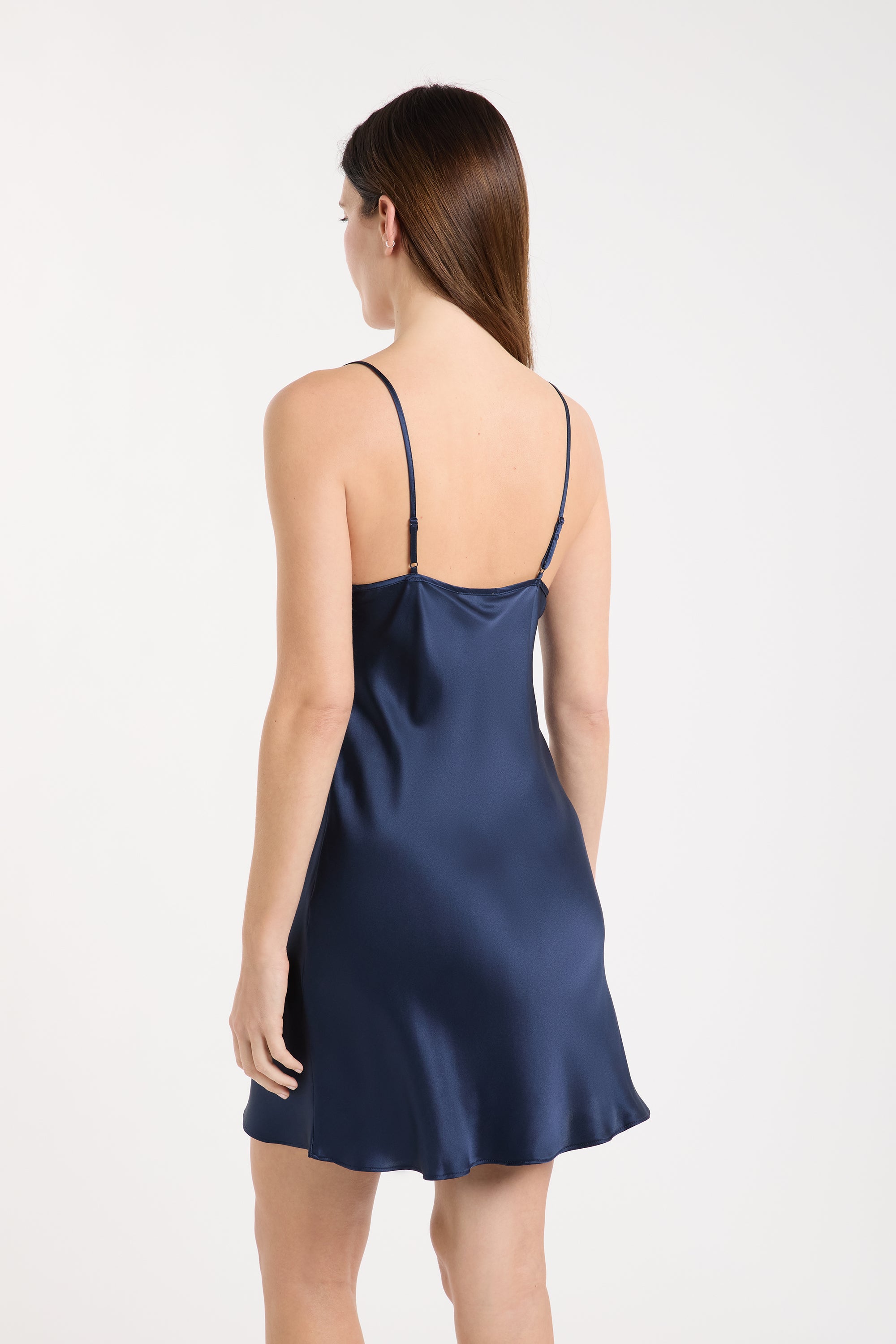 Short Silk Nightdress With Lace Details