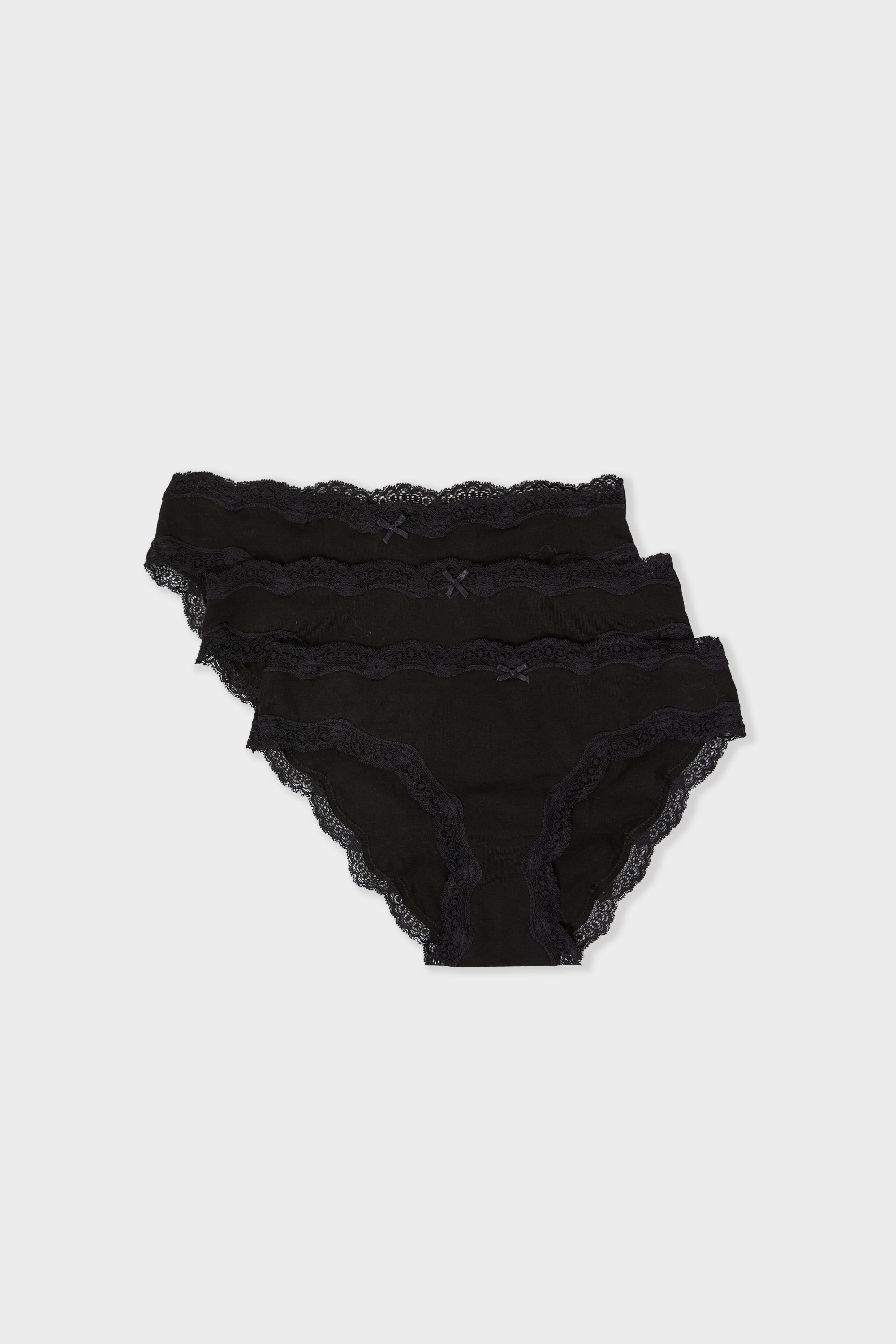 Pack Of 3 Cotton and Lace Briefs