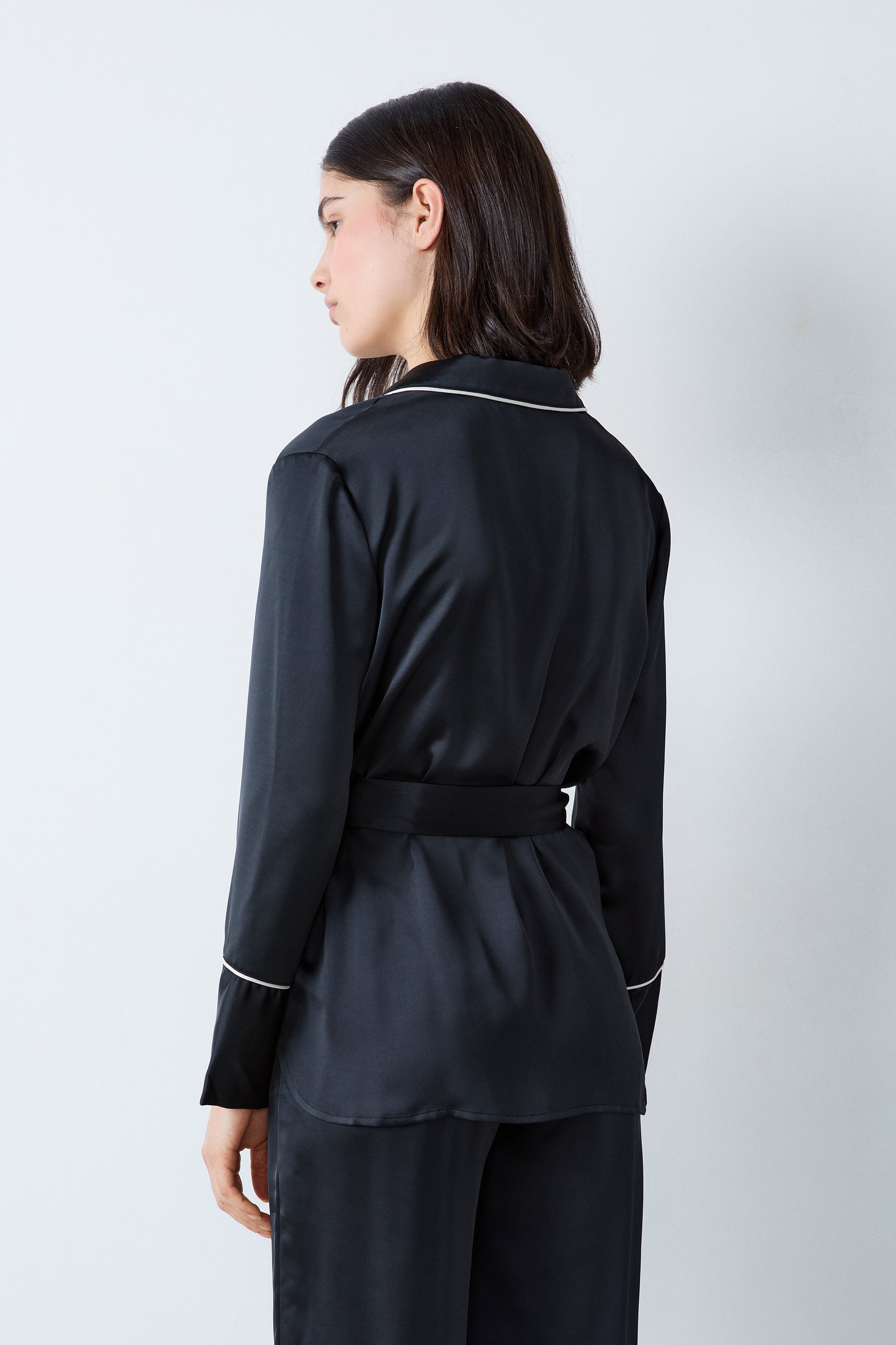 Satin Pyjama Shirt With Tie