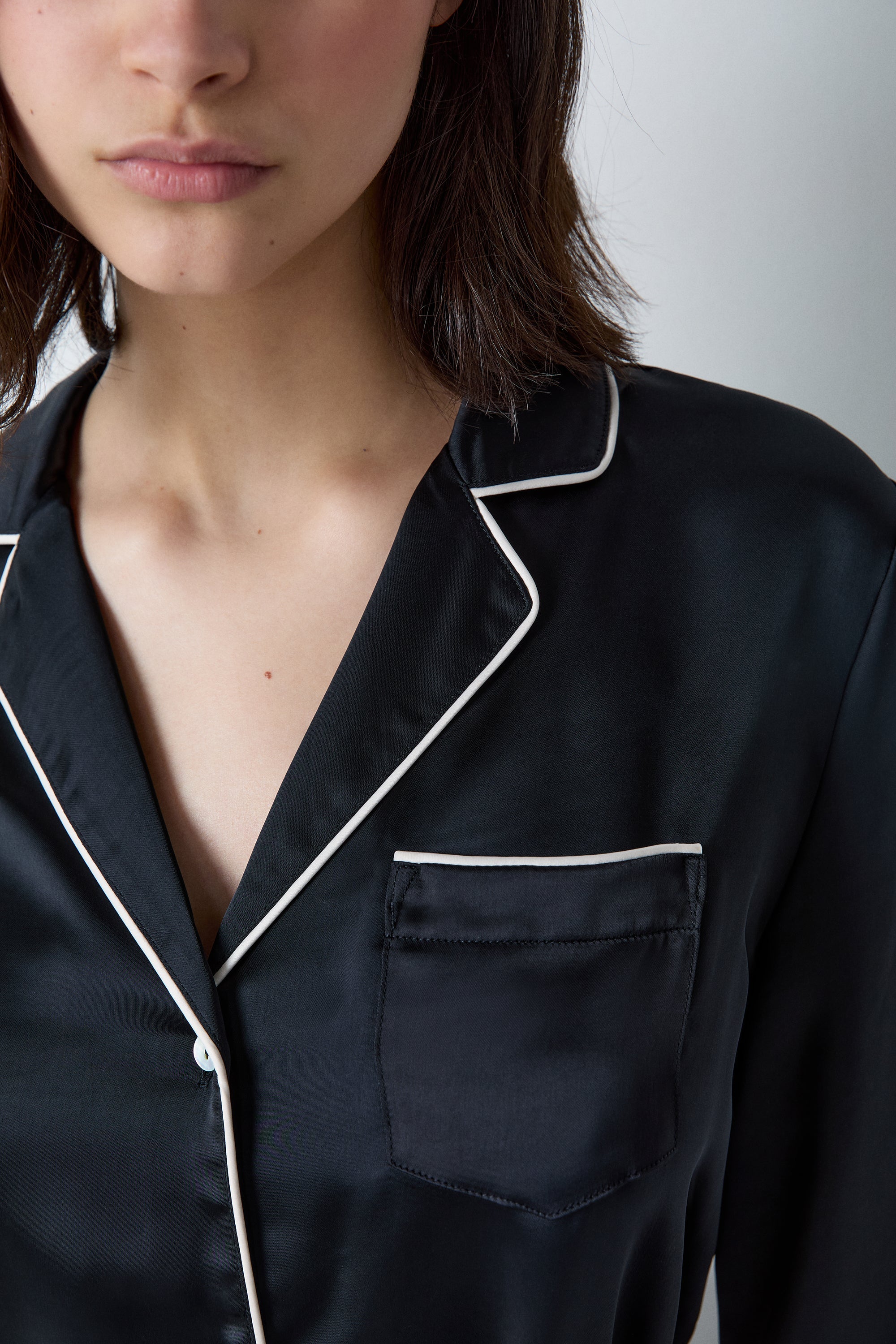 Satin Pyjama Shirt With Tie