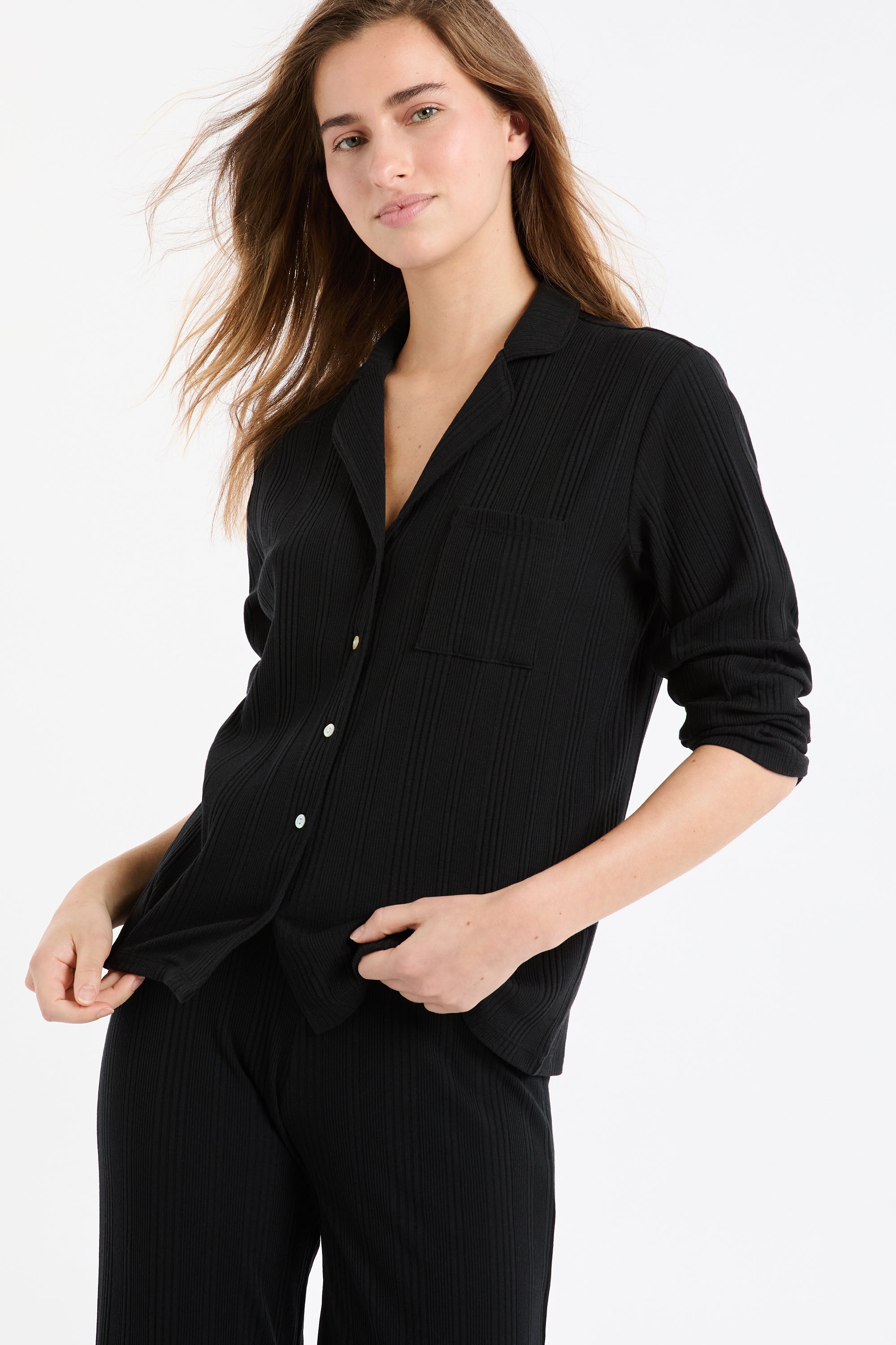 Ribbed Richelieu Pyjama Shirt