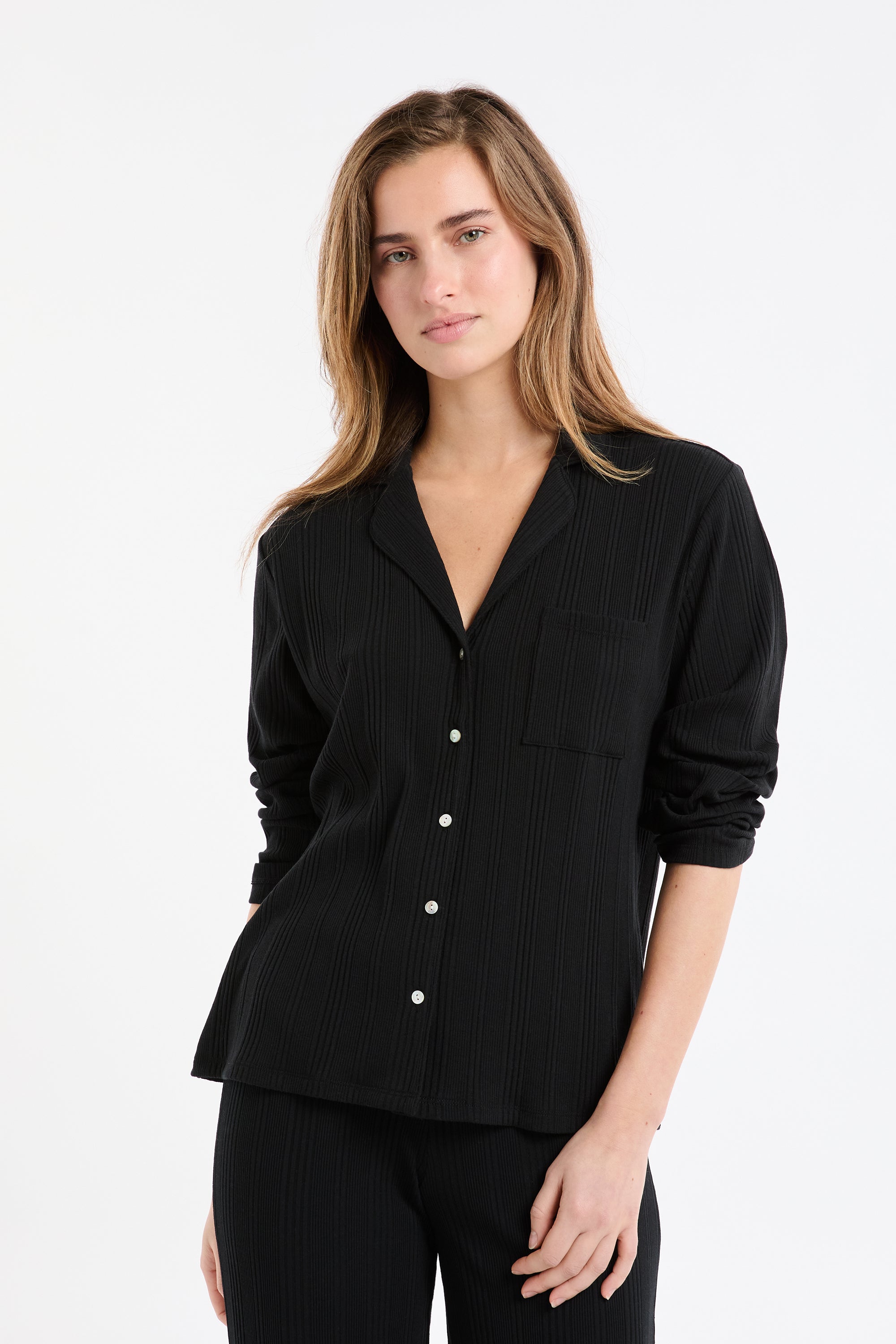 Ribbed Richelieu Pyjama Shirt