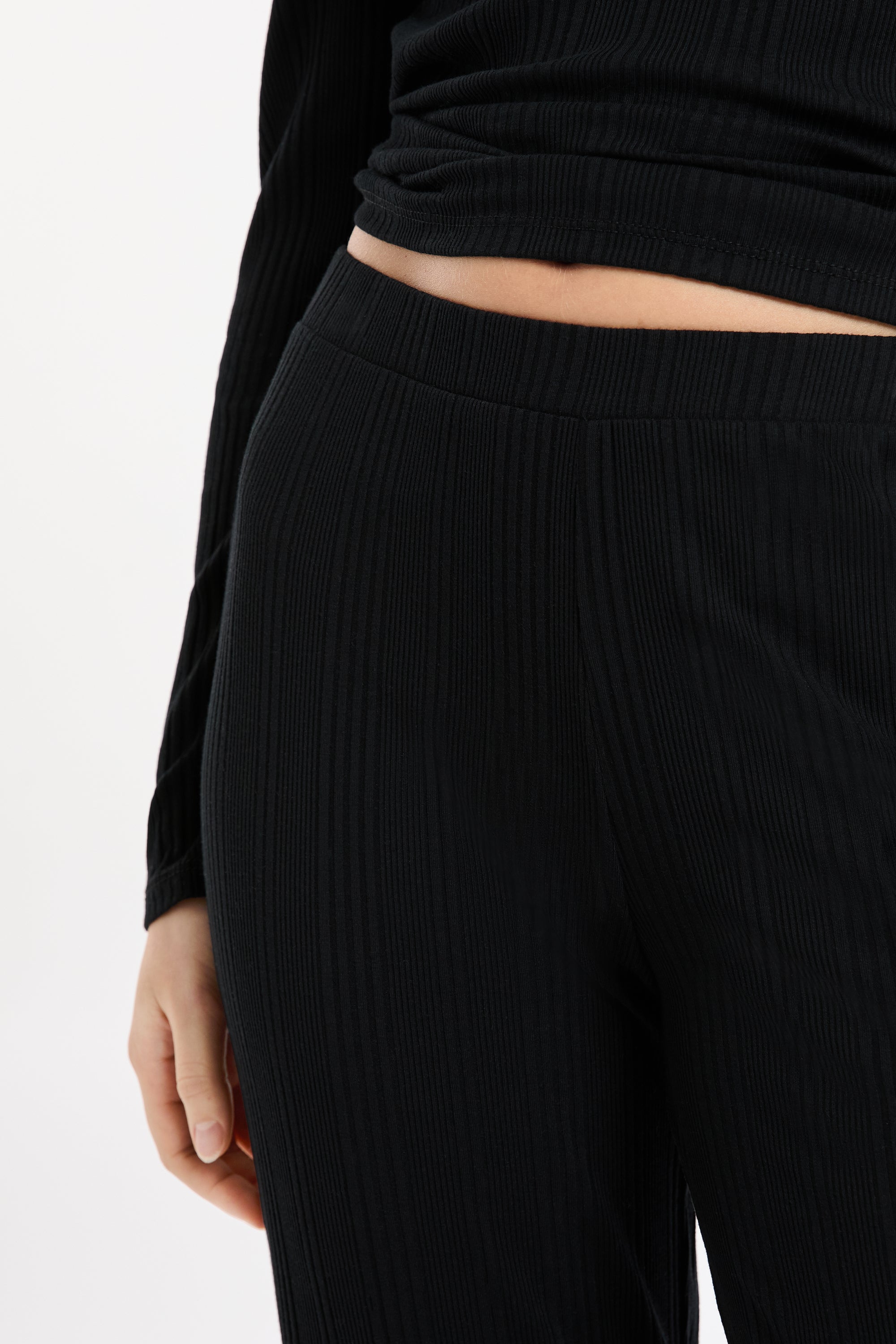 Straight Ribbed Cotton Pyjama Trousers