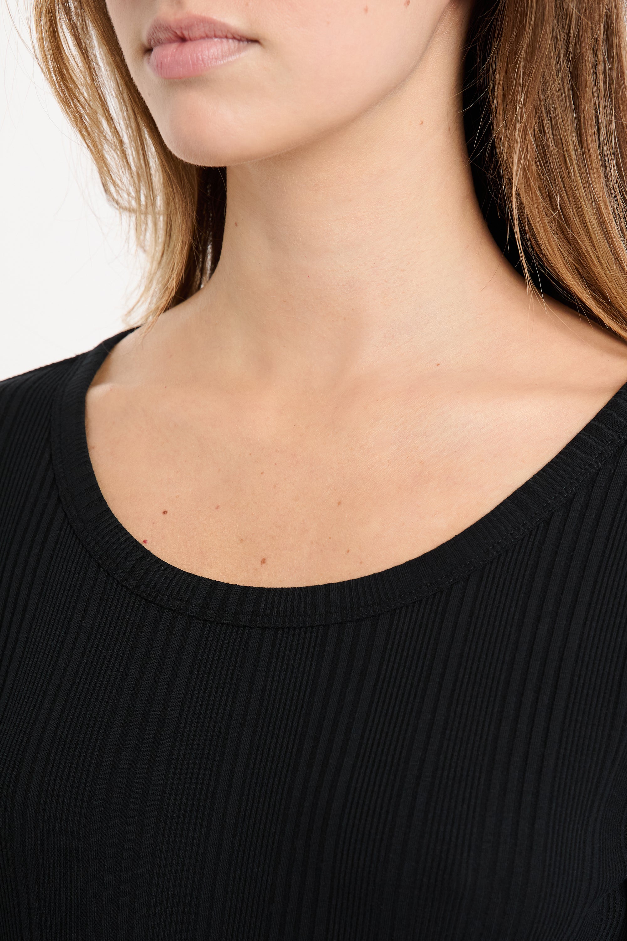 Long-Sleeved Ribbed Cotton Pyjama T-Shirt