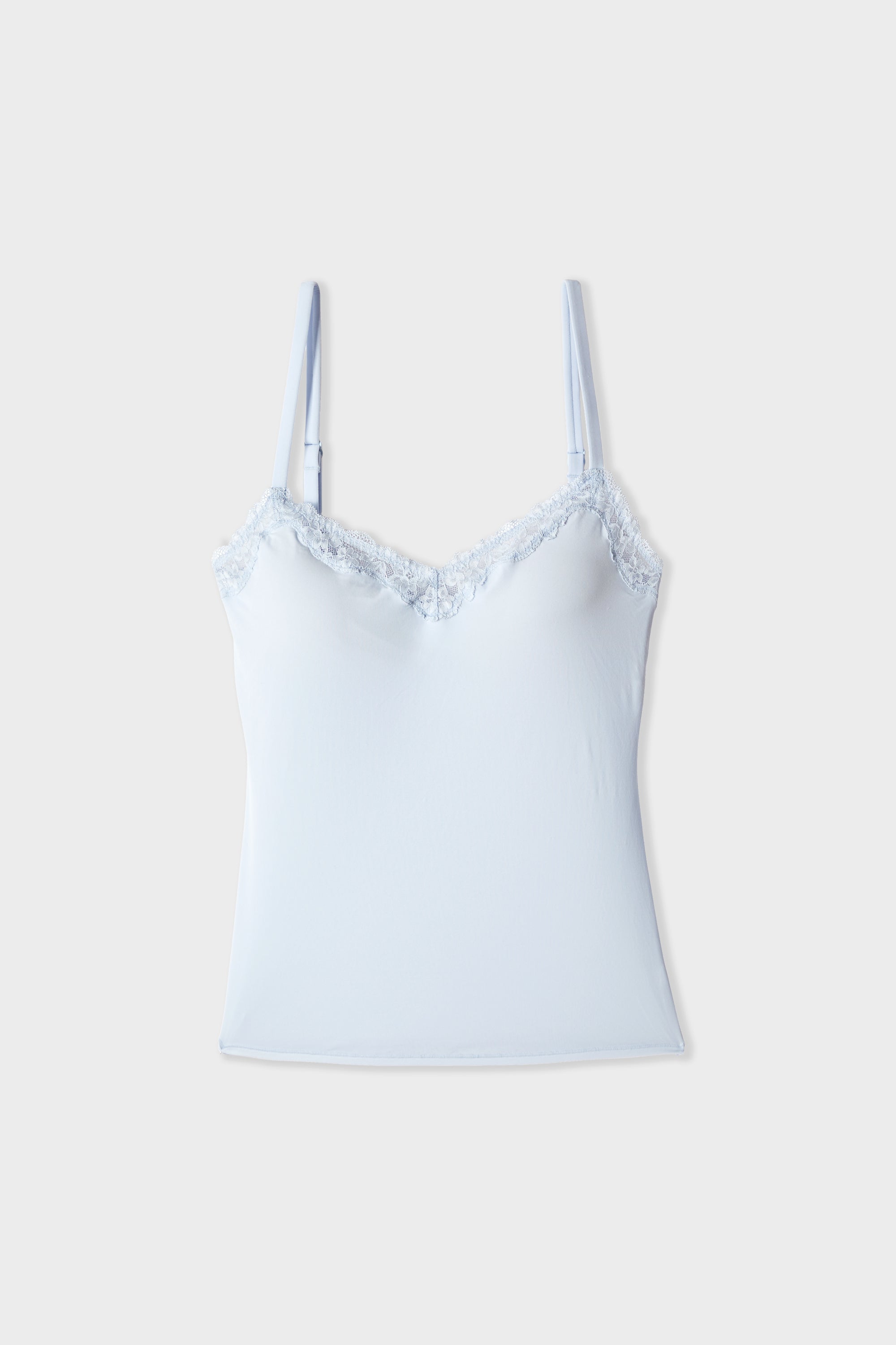 Microfiber and Lace Camisole With Built-In Bra