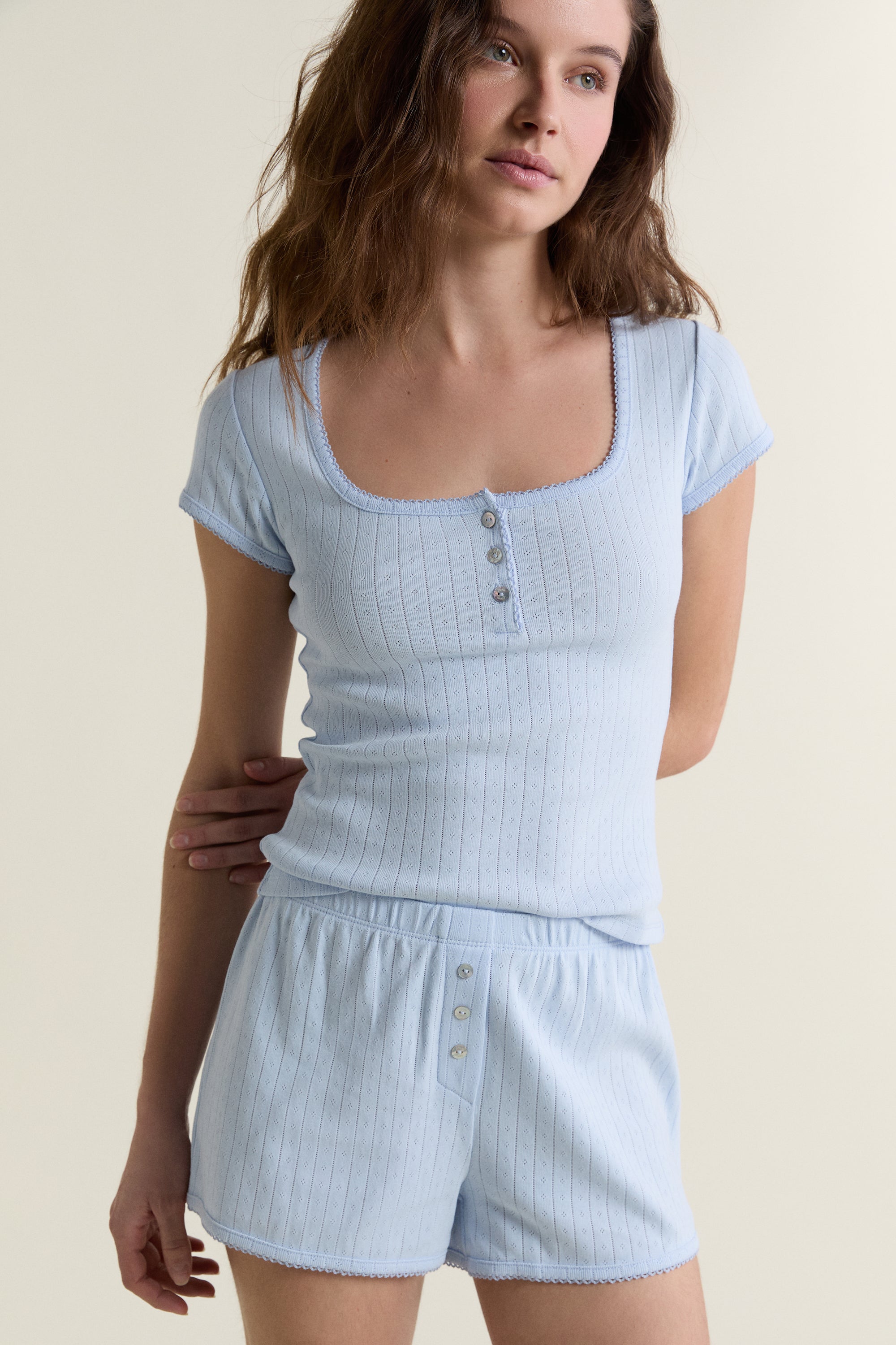 Short-Sleeved Cotton Pajama T-Shirt
