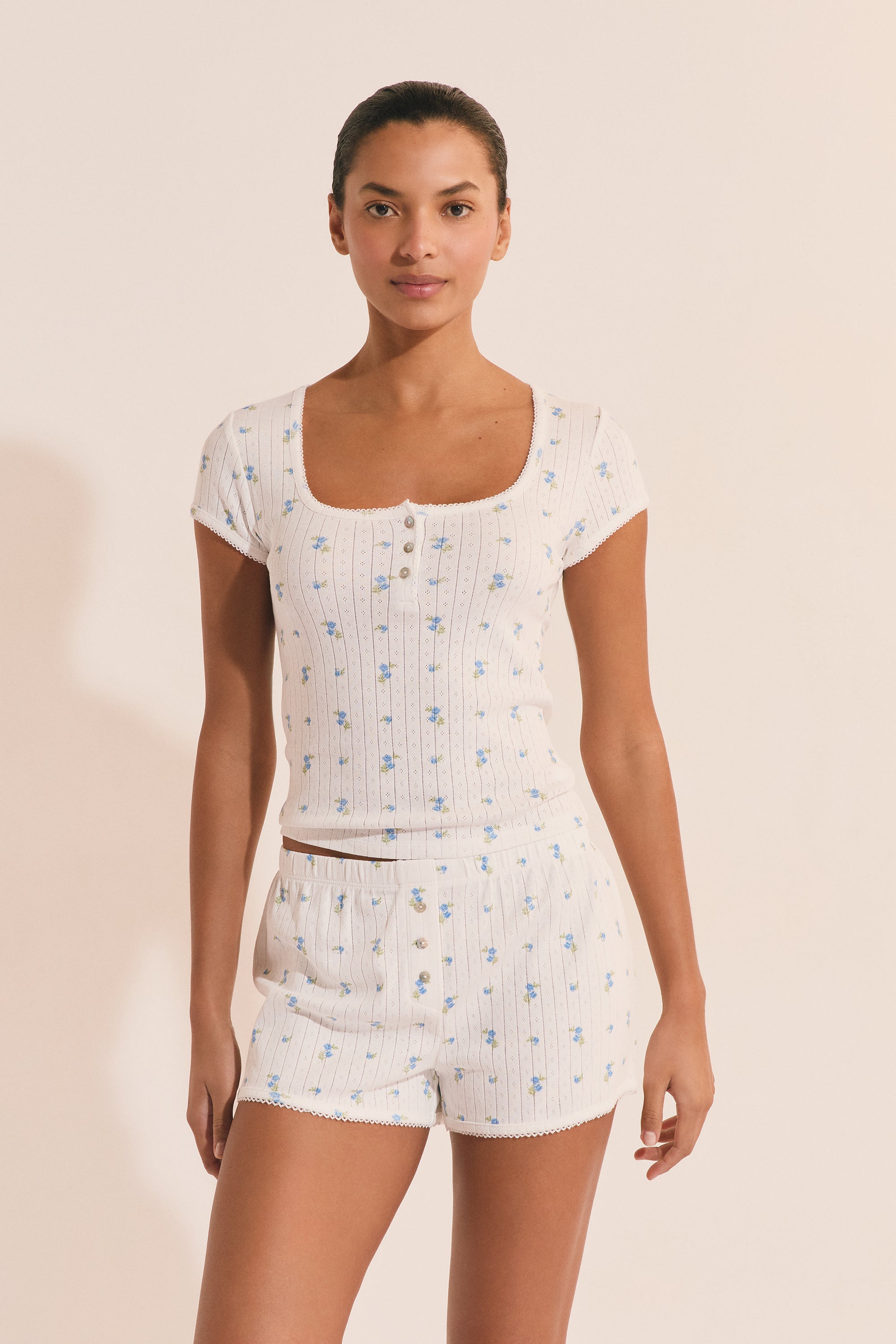 Short-Sleeved Cotton Pajama T-Shirt