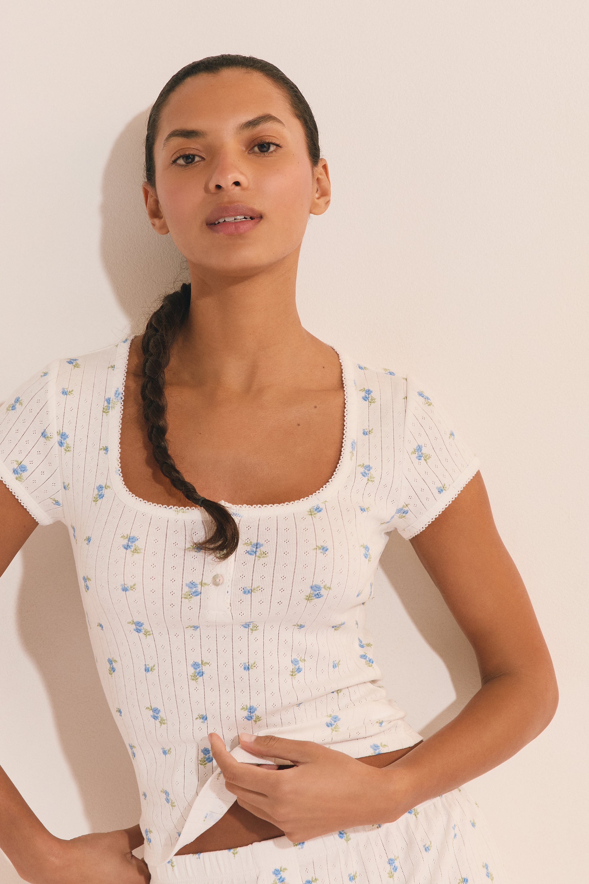 Short-Sleeved Cotton Pajama T-Shirt