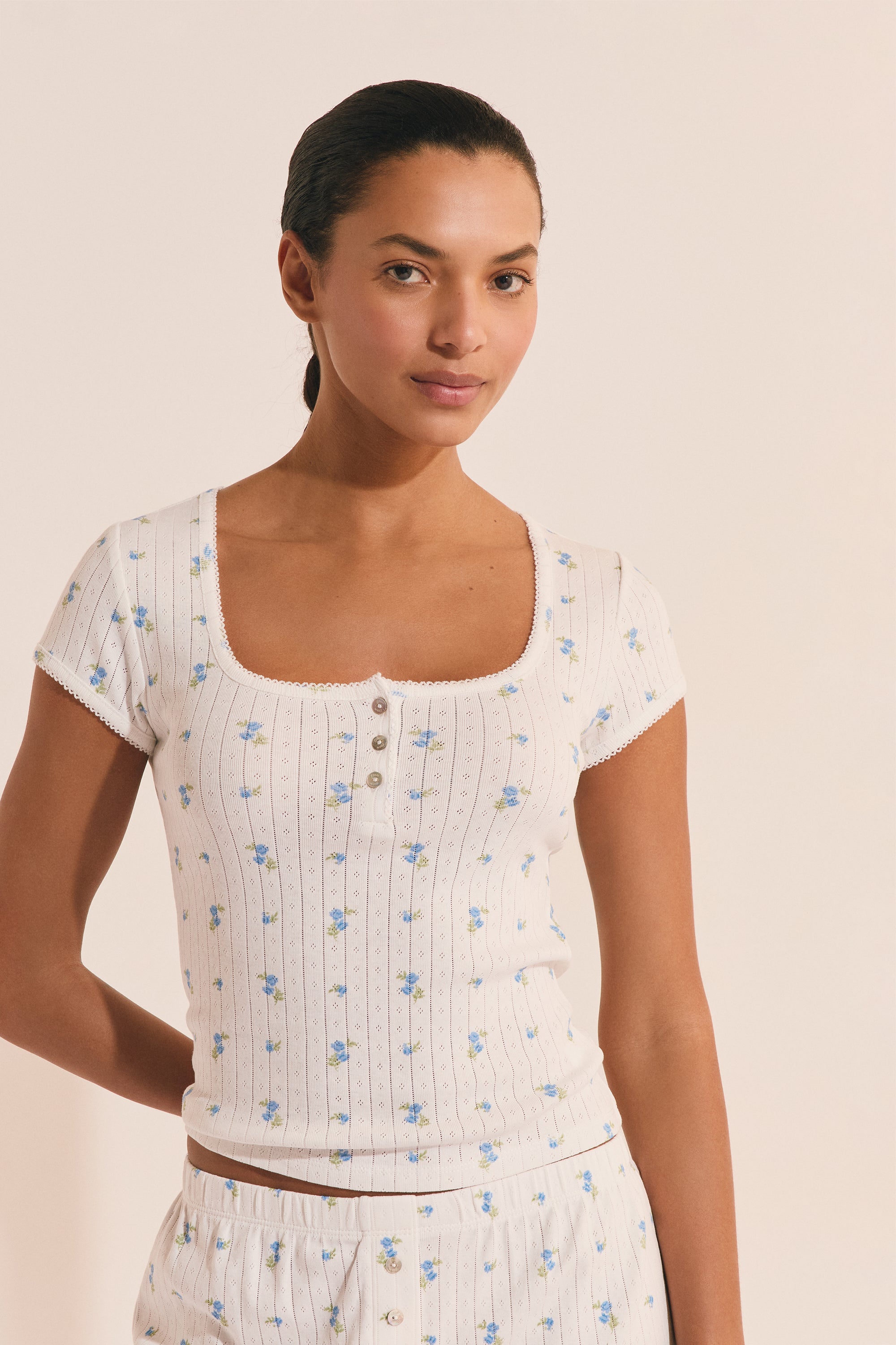 Short-Sleeved Cotton Pajama T-Shirt