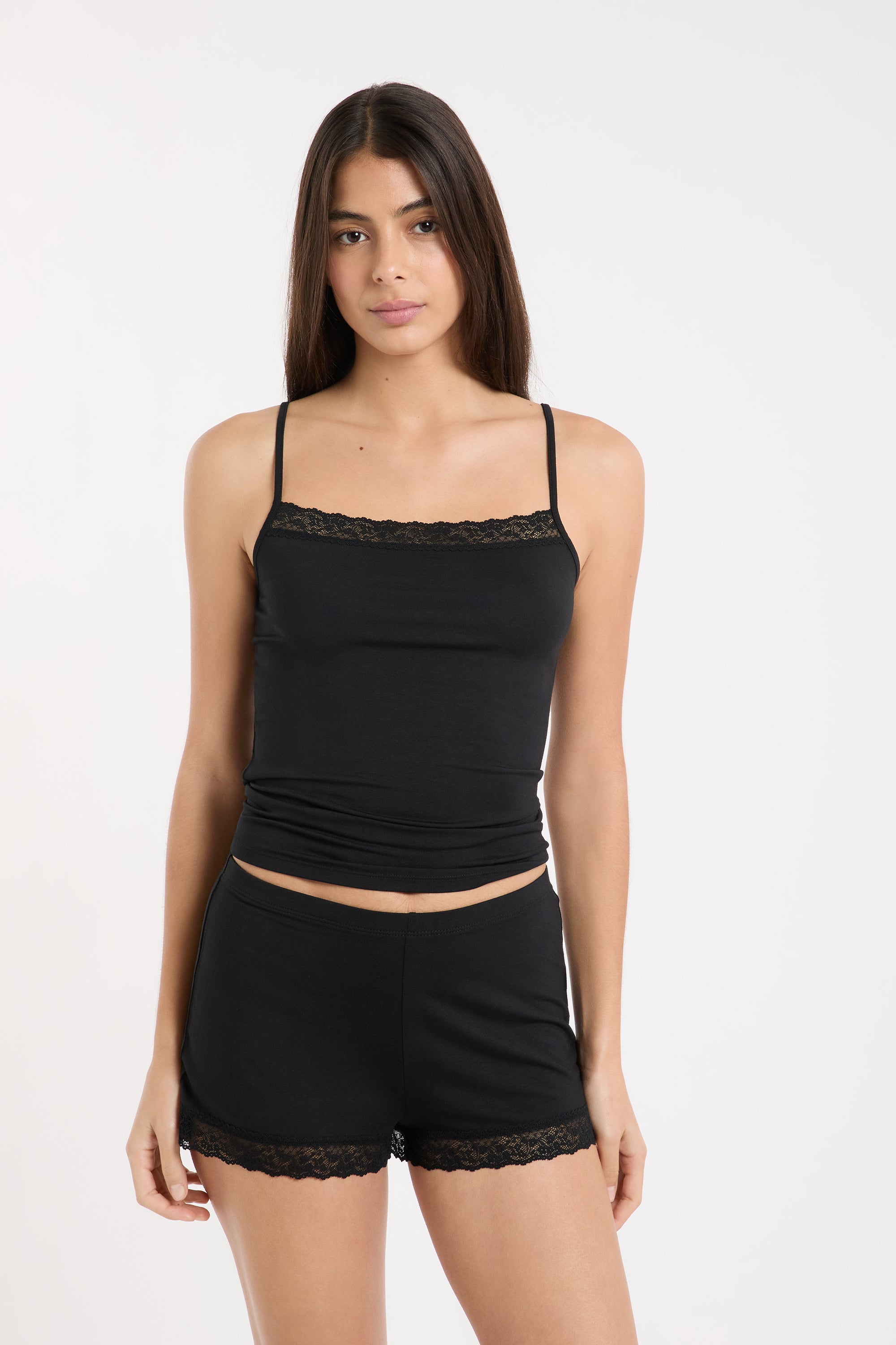 Pajama Shorts With Lace Details