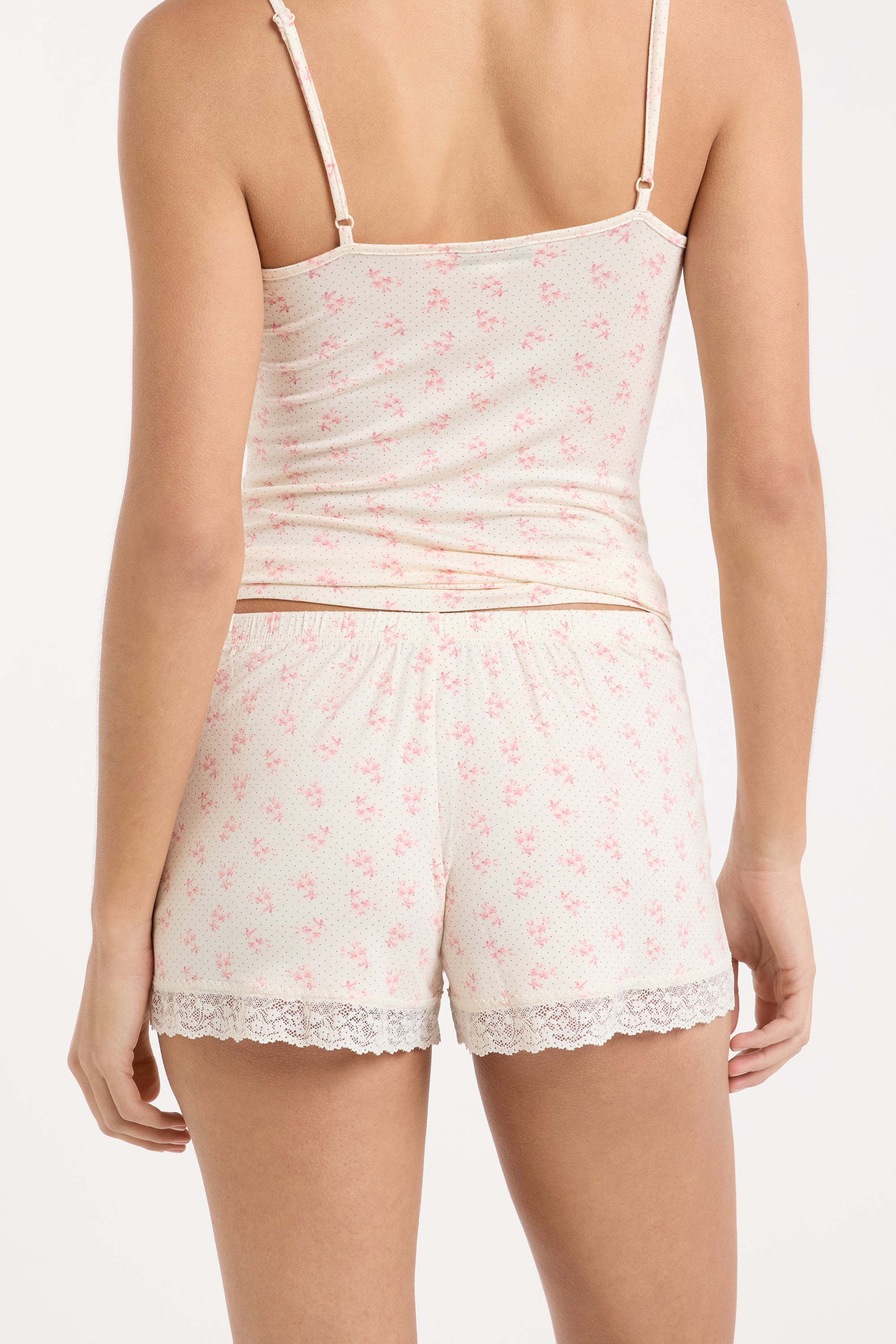 Pajama Shorts With Lace Details