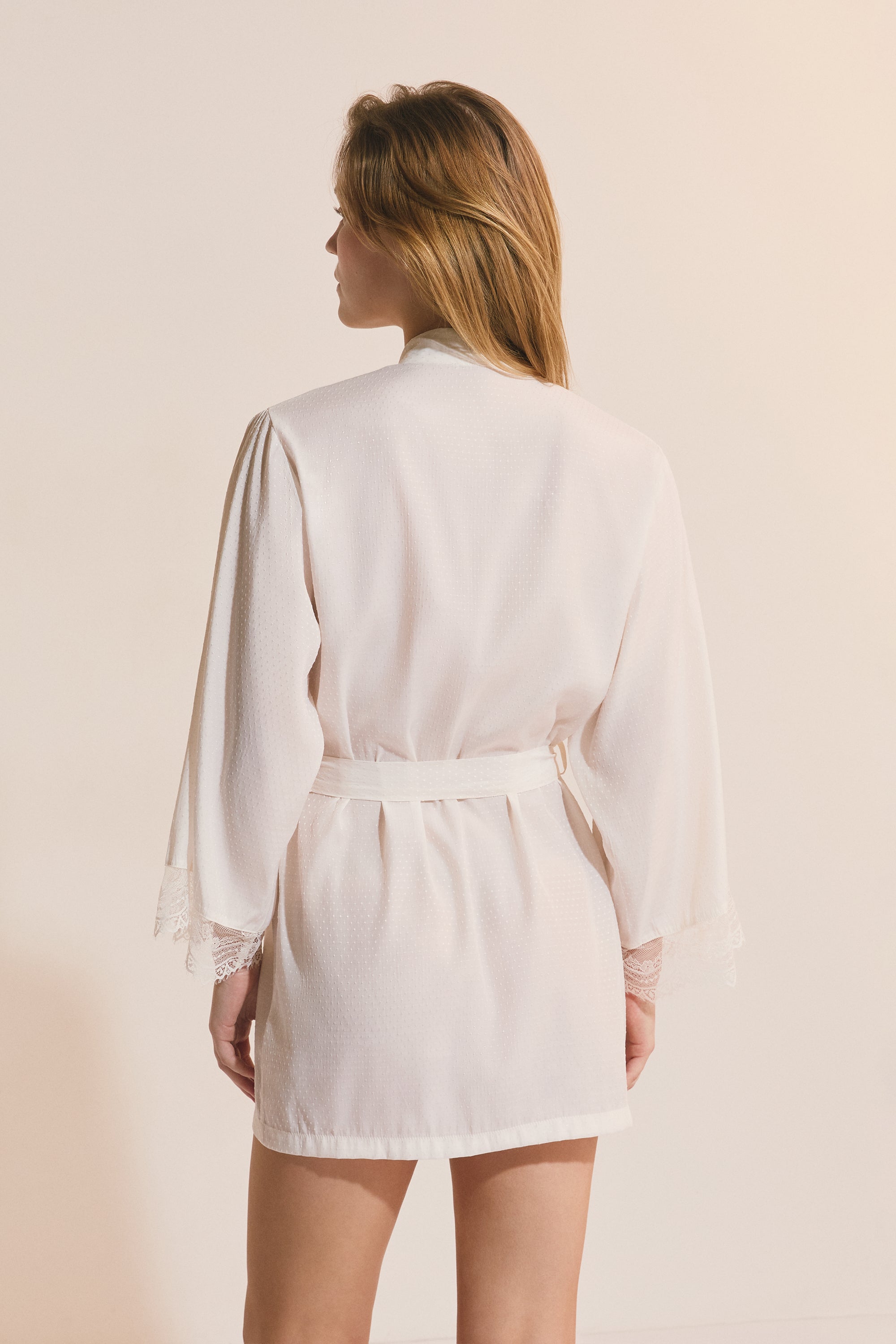 Sheer Robe With Lace Trim