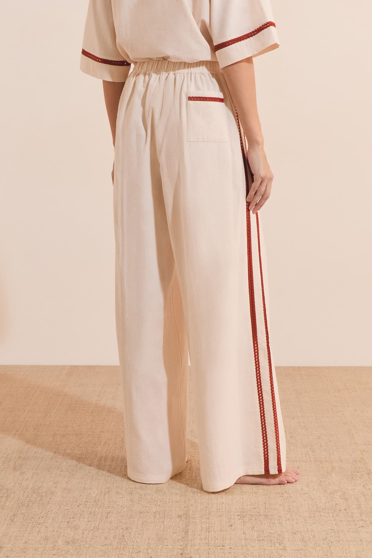 Pyjama Pants With Side Stripes In Cotton - Lin