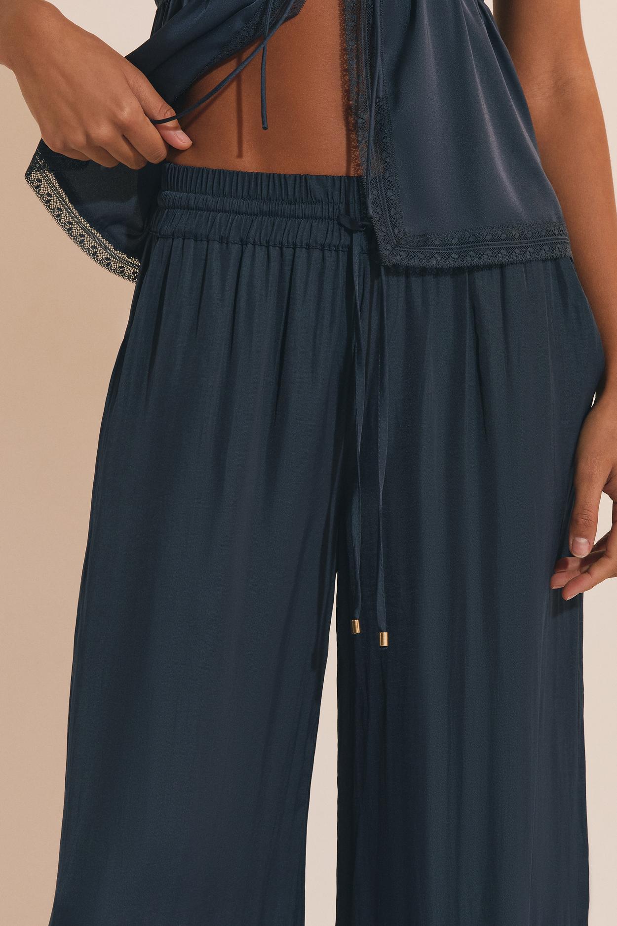 Wide-Leg Satin Pants