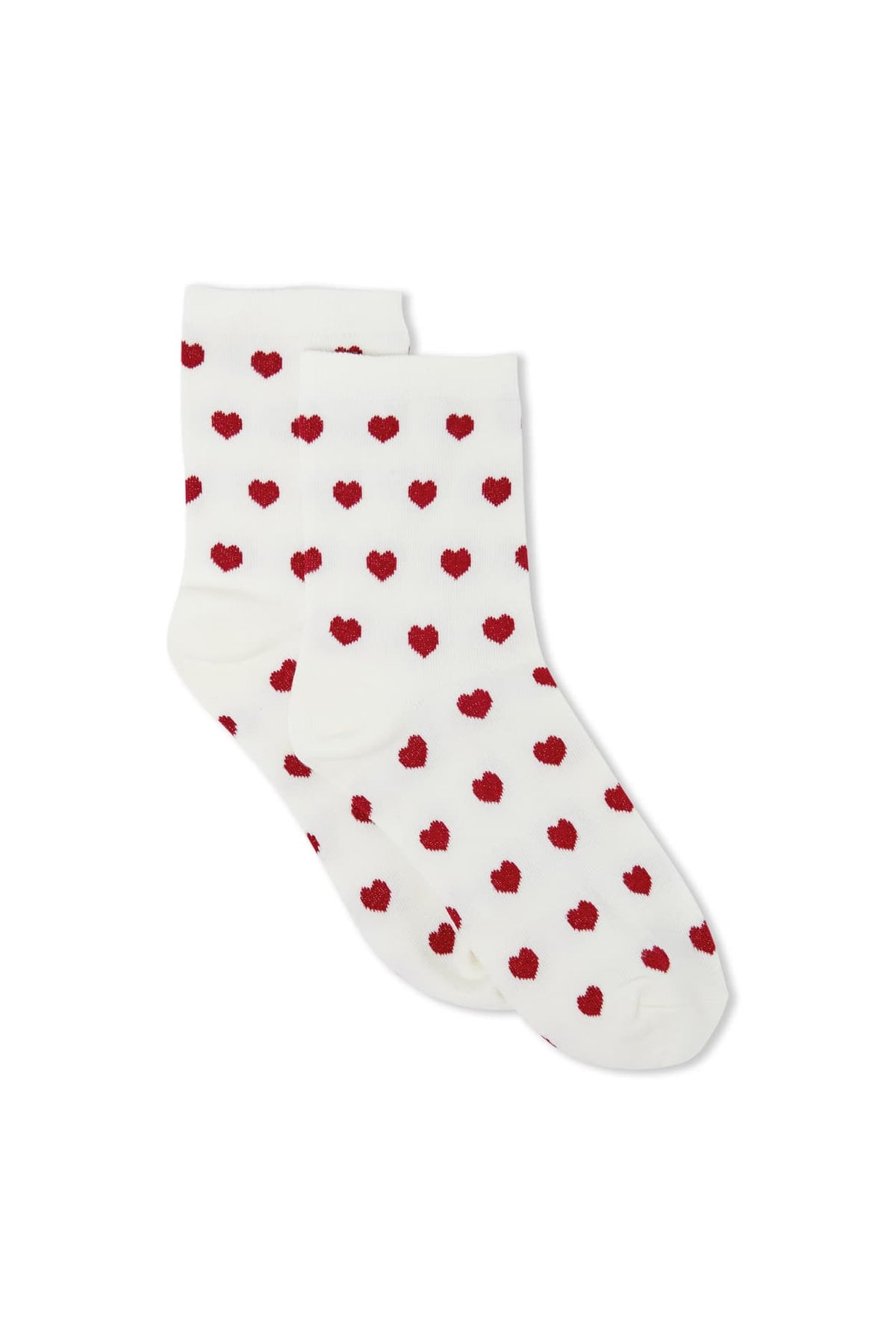 Heart-Patterned Socks with Cotton — White — image 1 / جوارب بنقشة قلوب تحتوي على القطن — أبيض — صورة 1