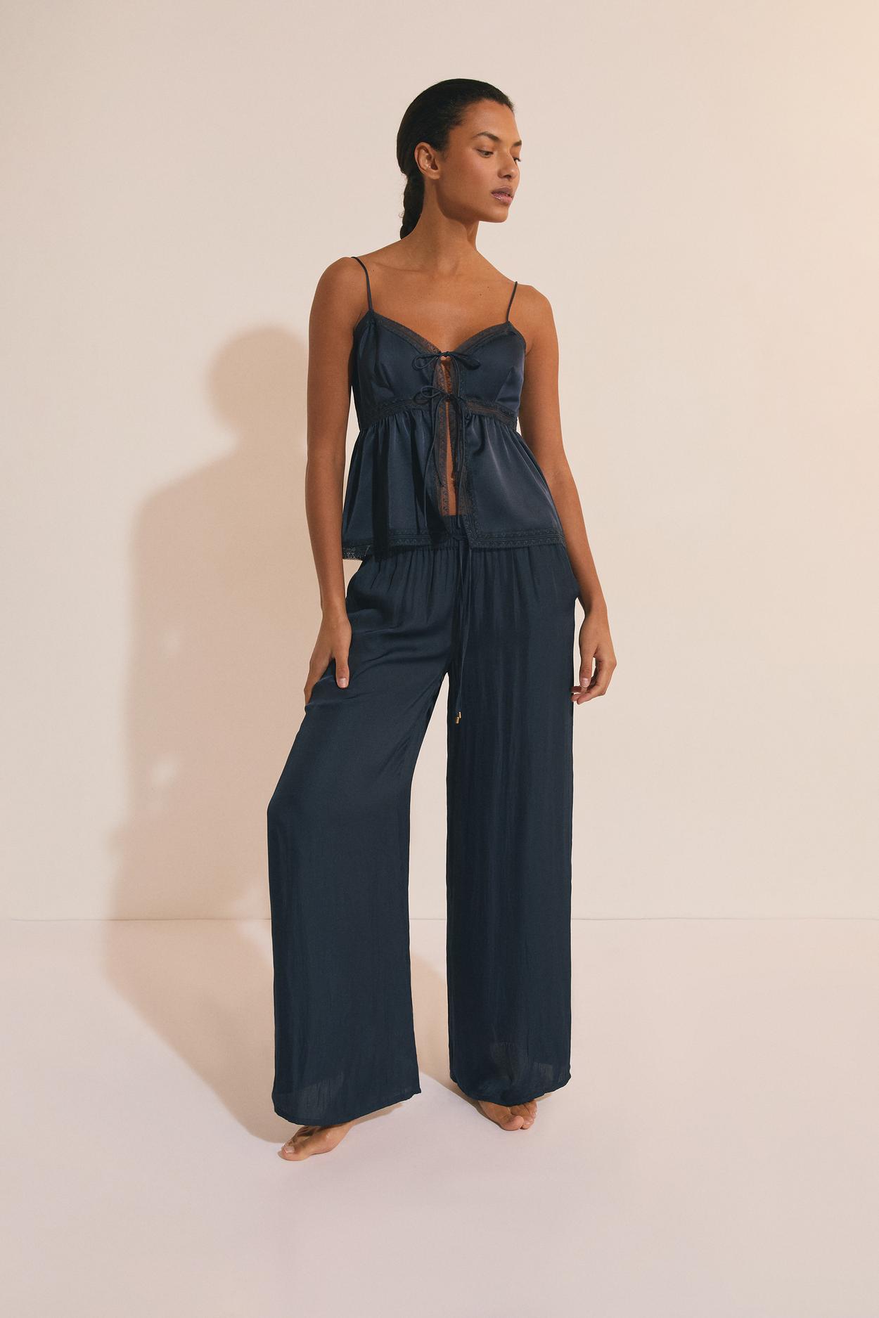 Wide-Leg Satin Pants