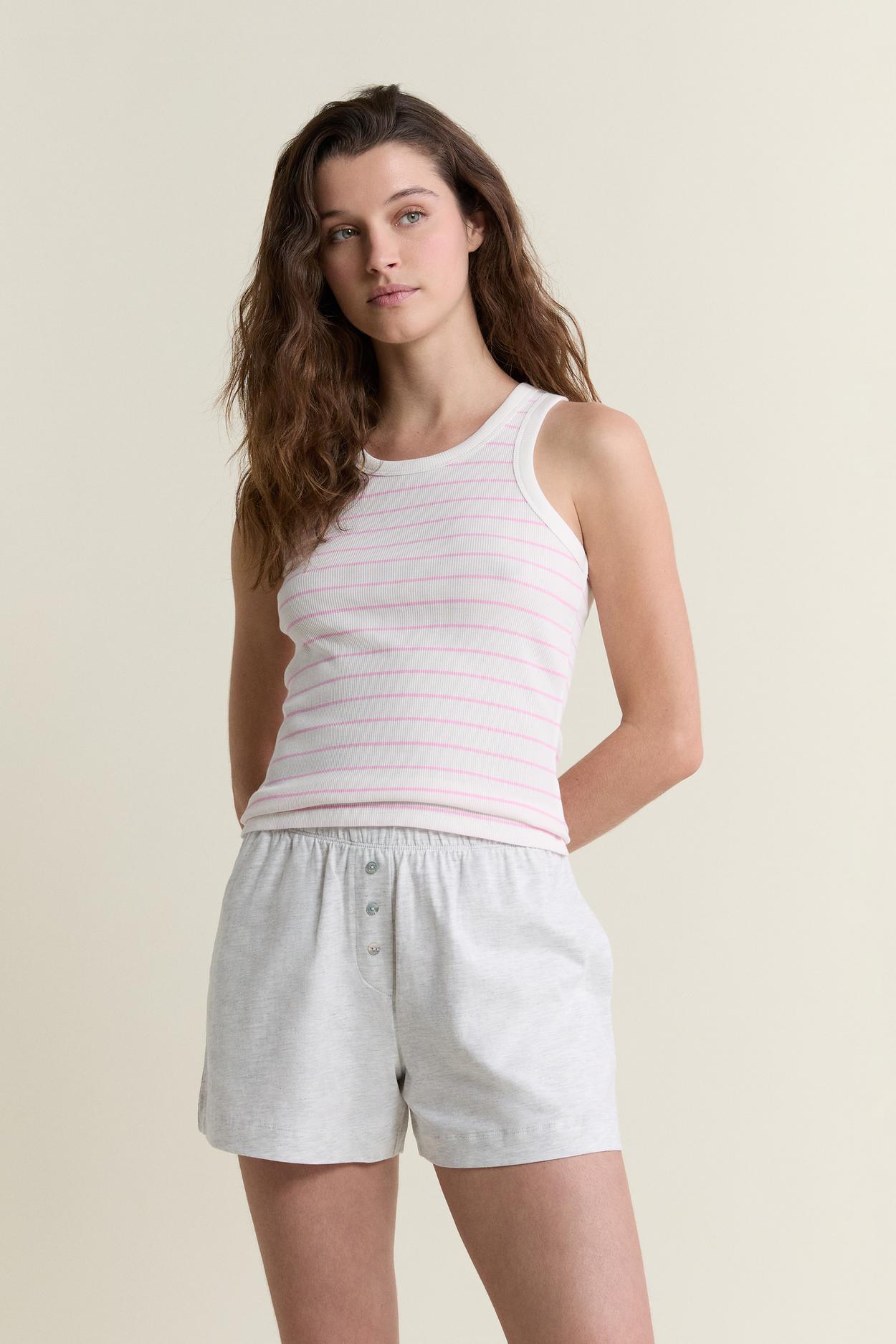 Pajama Tank Top Round Neck With Cotton