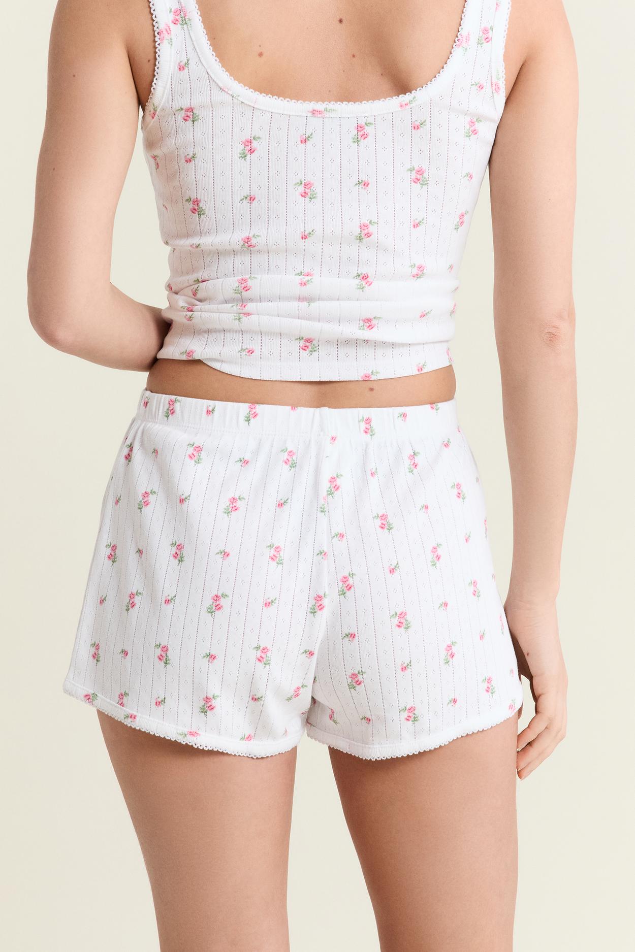 Cotton Pointelle Patterned Pajama Shorts