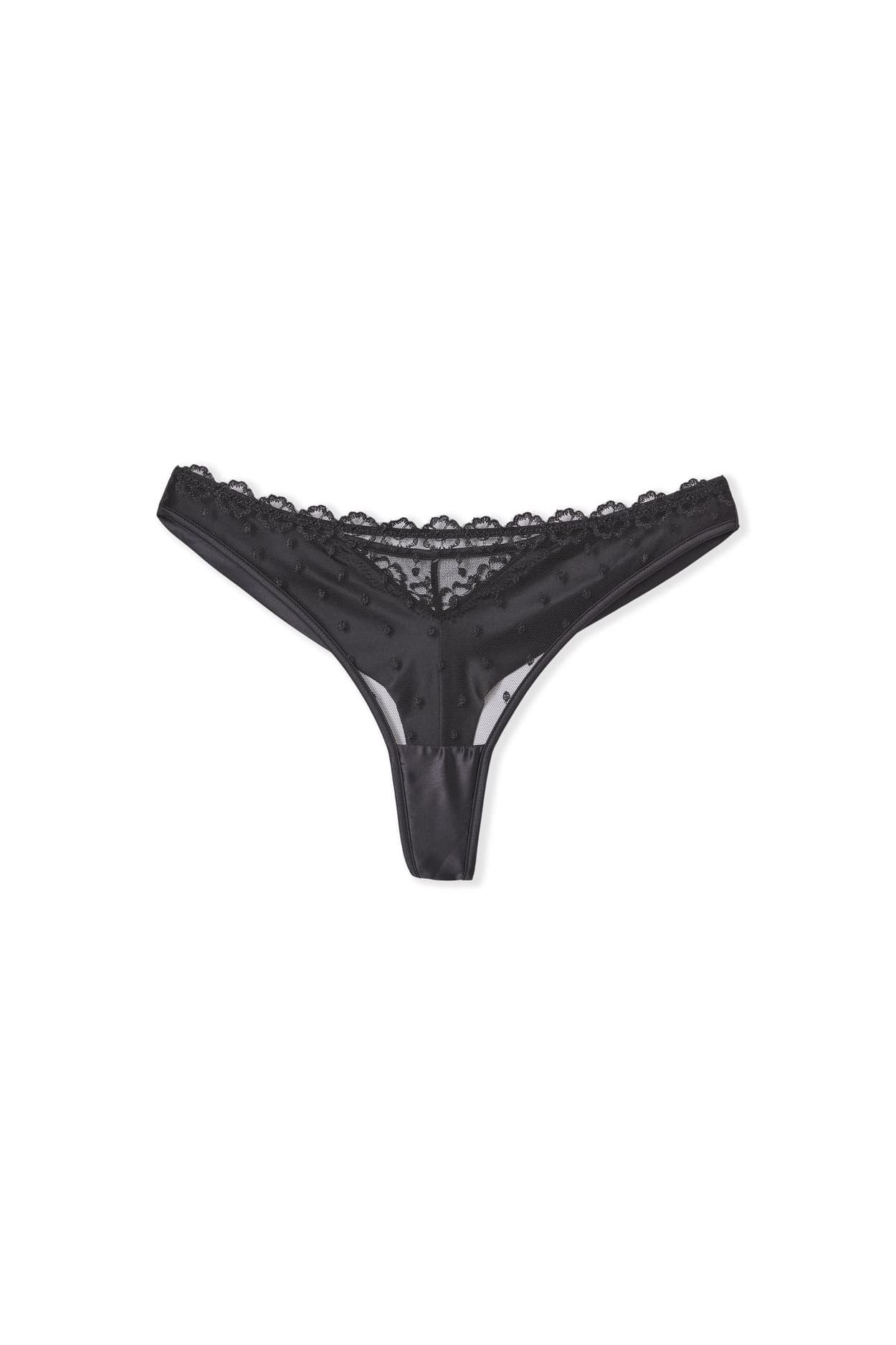 Embroidered Thong - black