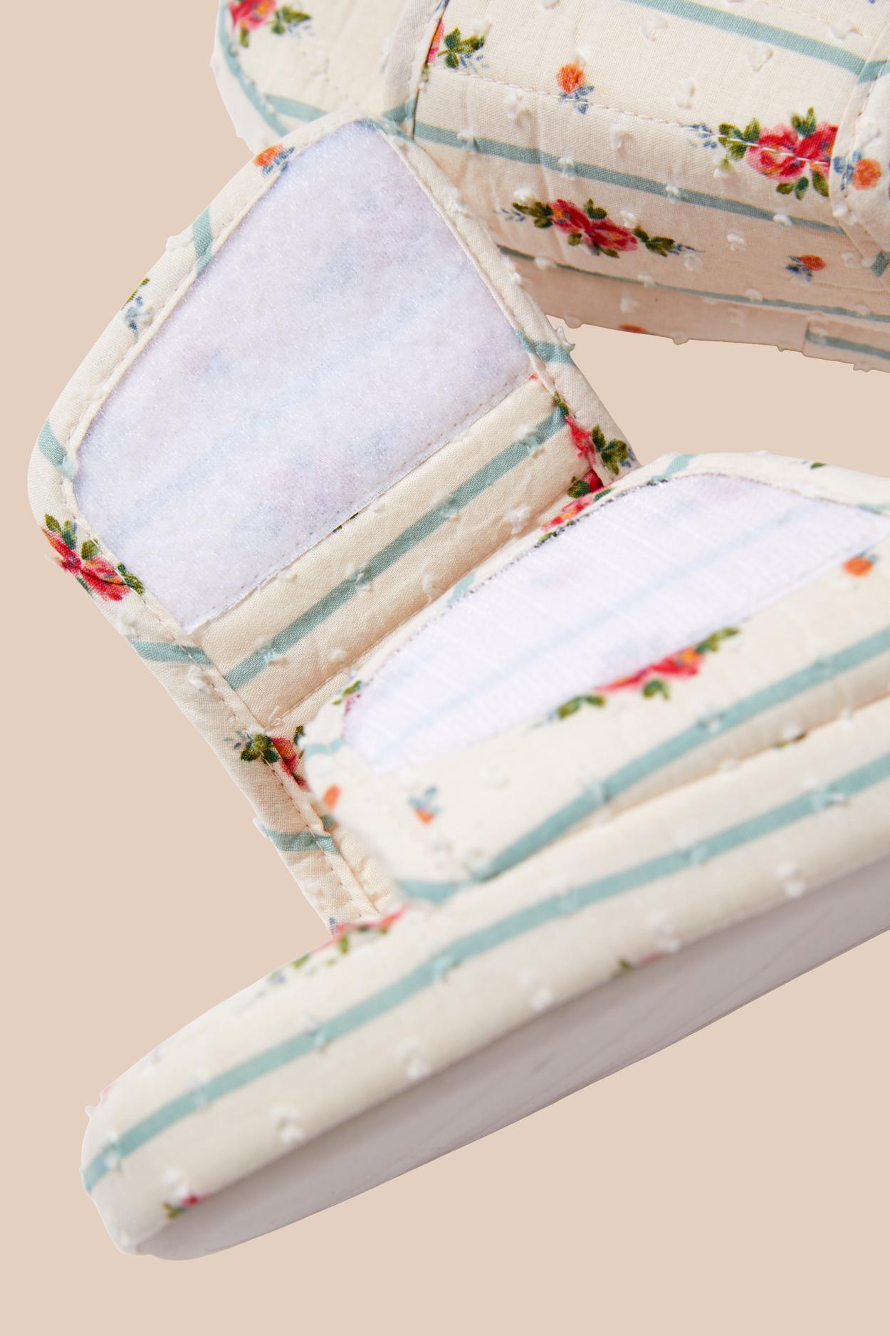 Floral Print Cotton Flip-Flop Slippers