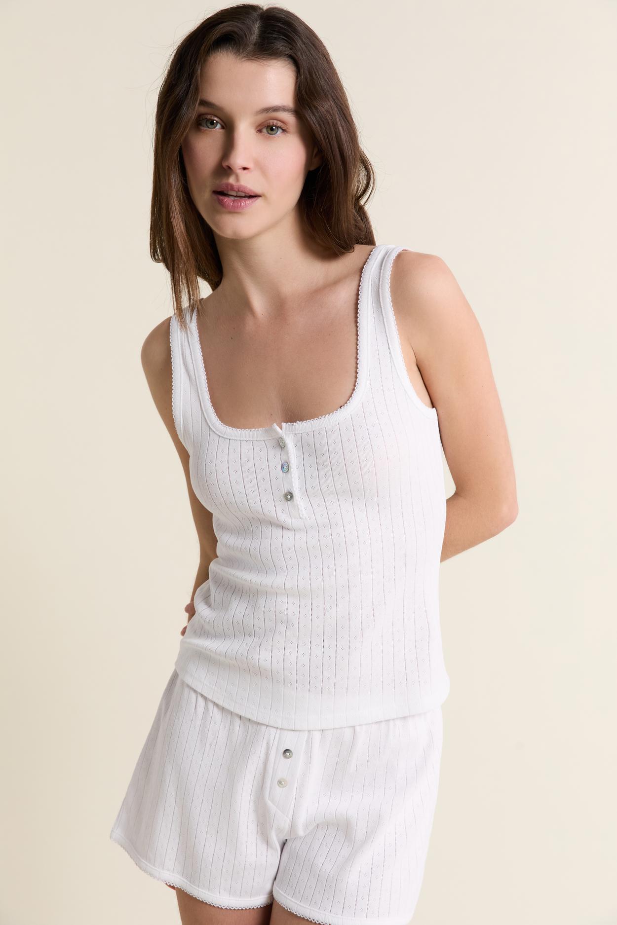 Pyjama Tank Top In Pointelle