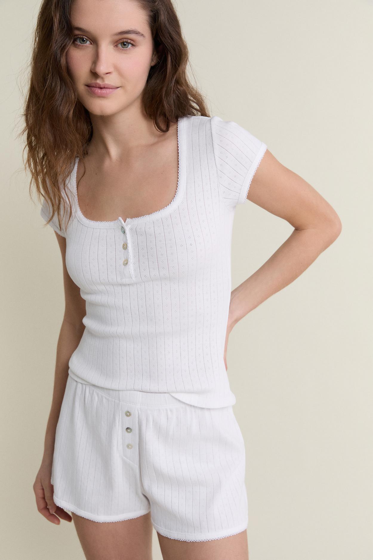 Cotton Pointelle Pajama Shorts