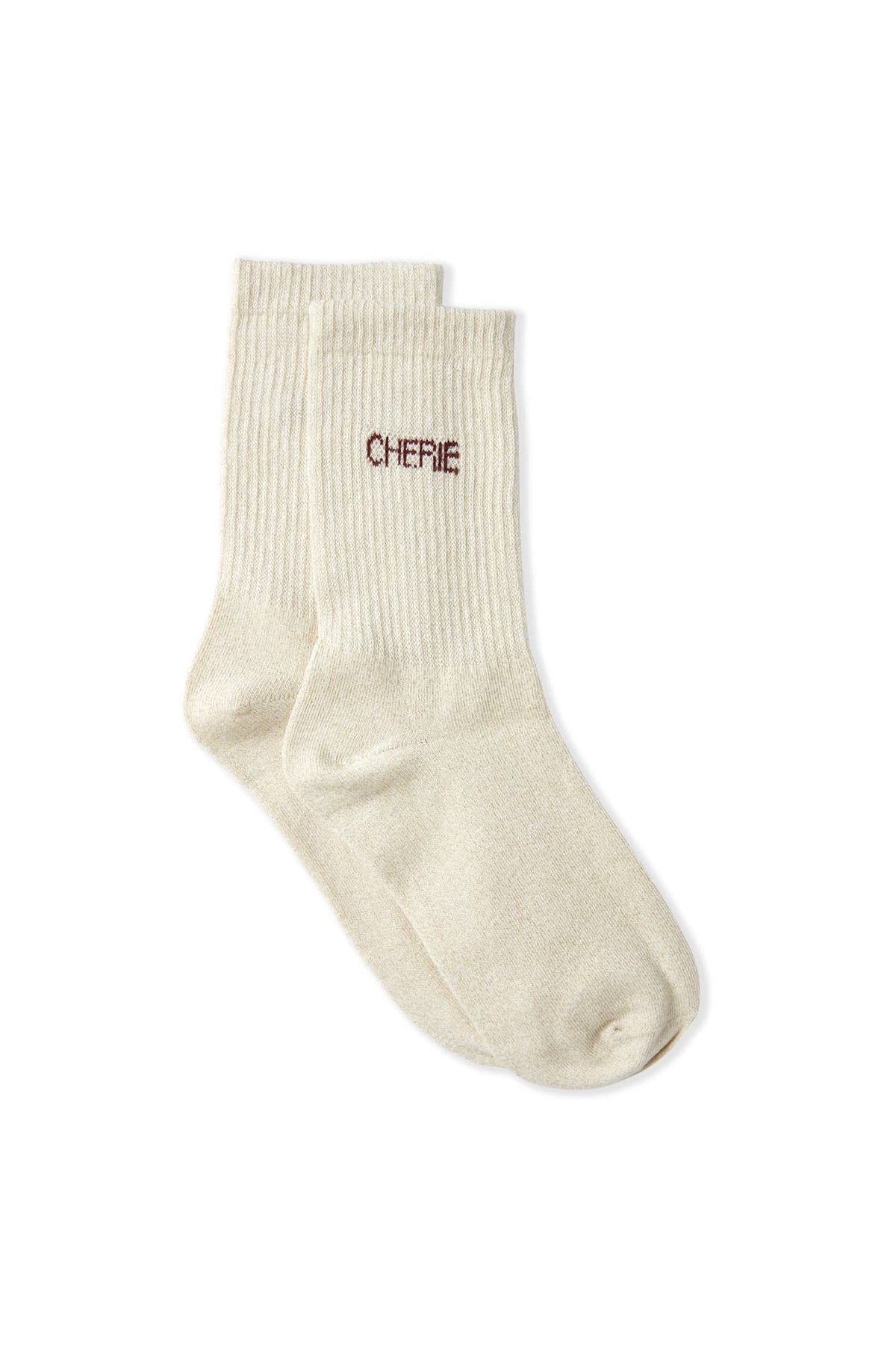 Chaussettes pailletées avec coton in ecru, flat lay - Etam