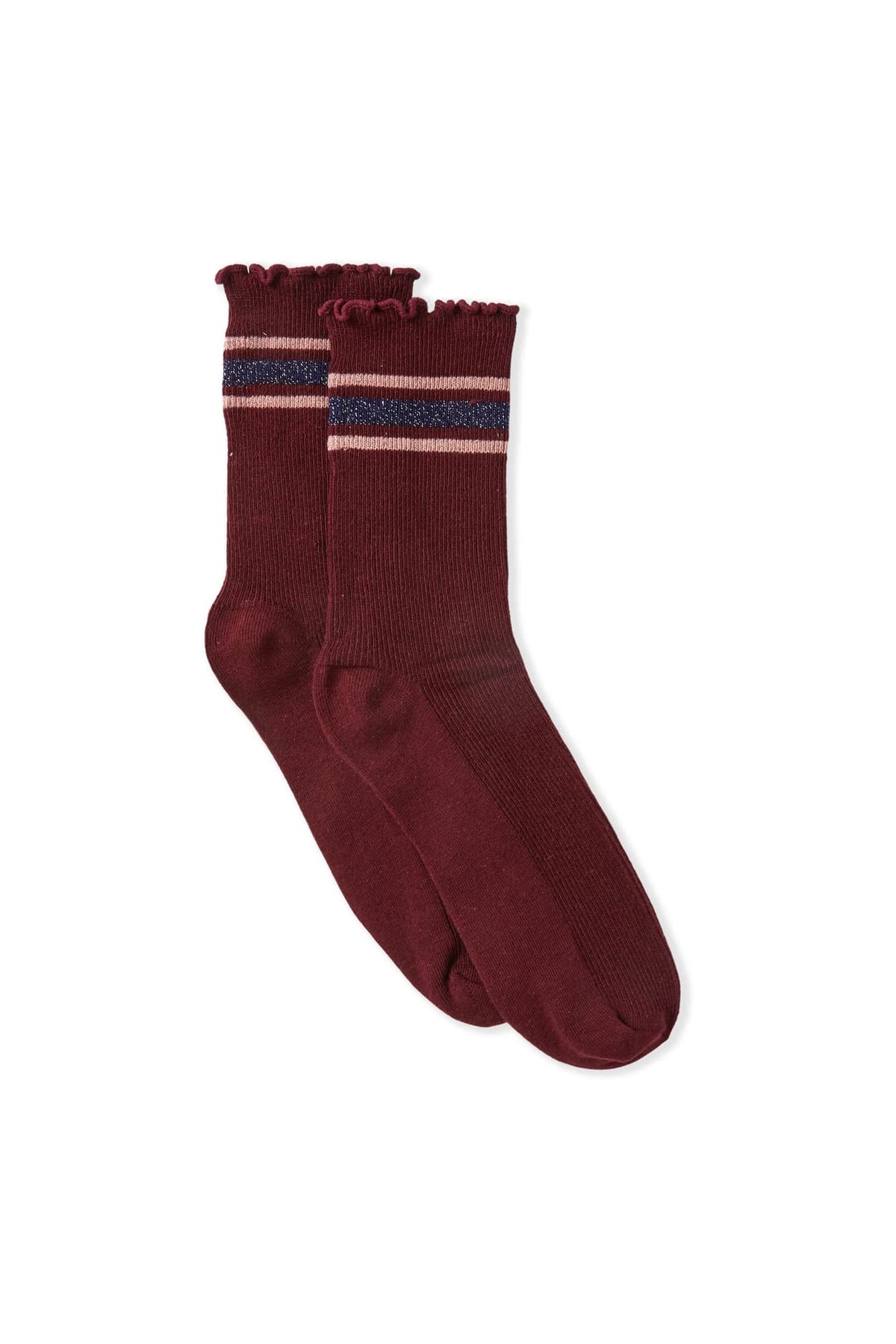 Chaussettes avec coton et paillettes in Bordeaux, flat lay - Etam