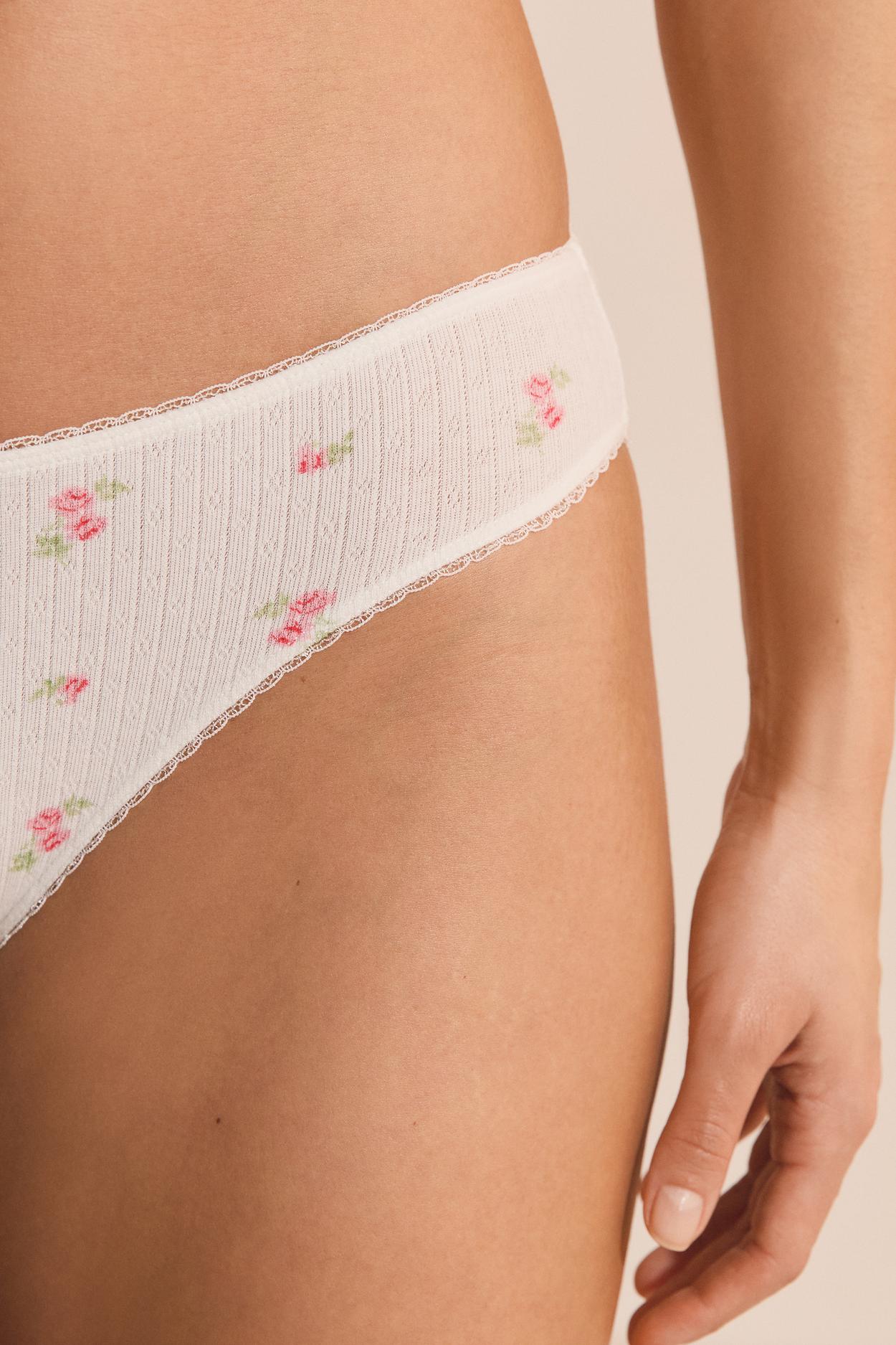 Cotton Pointelle Briefs With Motifs