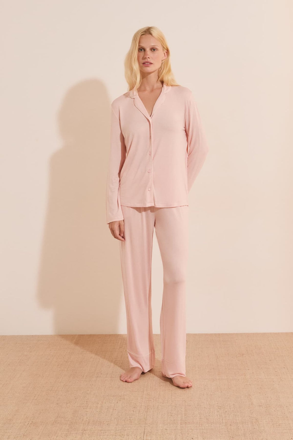 Ensemble de pyjama 2 pièces manches longues in pink, front view - Etam