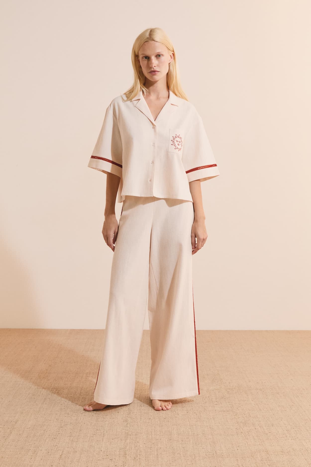 Pyjama Pants With Side Stripes In Cotton - Lin