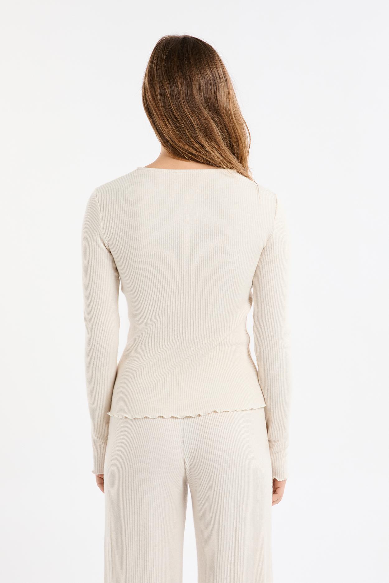 Ribbed Pyjama T-shirt with Buttons