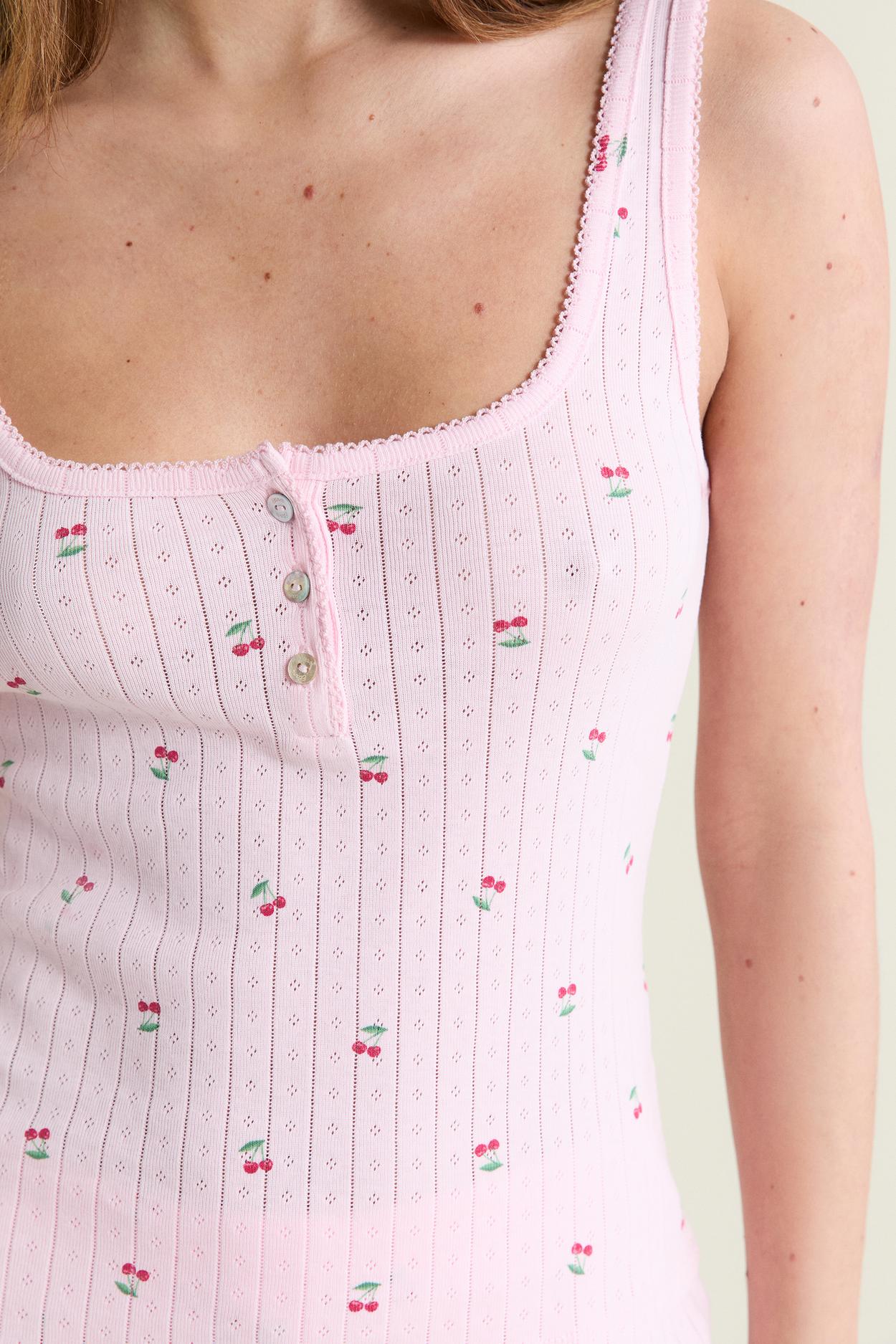 Pyjama Tank Top With Cotton Pointelle Motifs