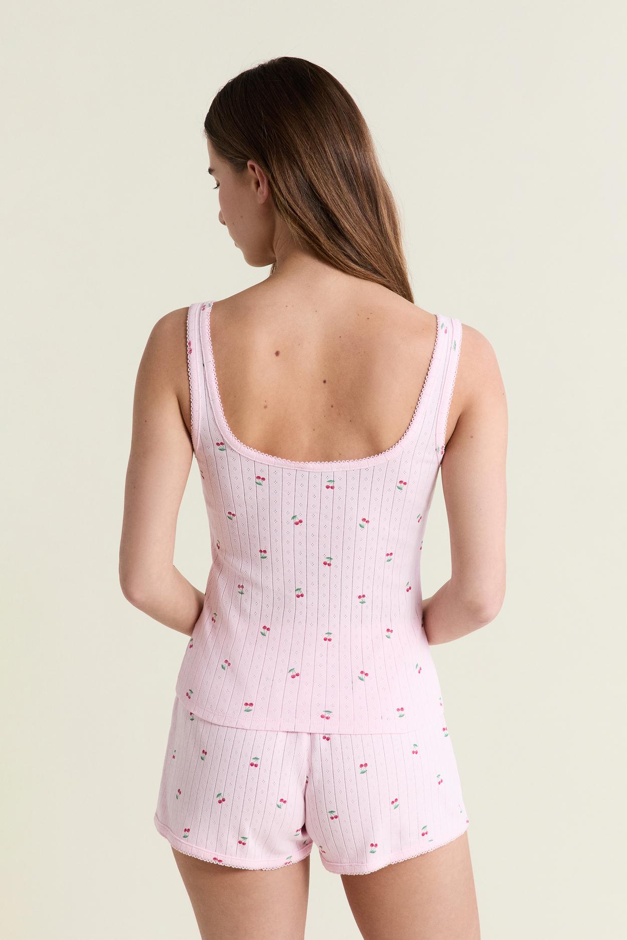 Pyjama Tank Top With Cotton Pointelle Motifs