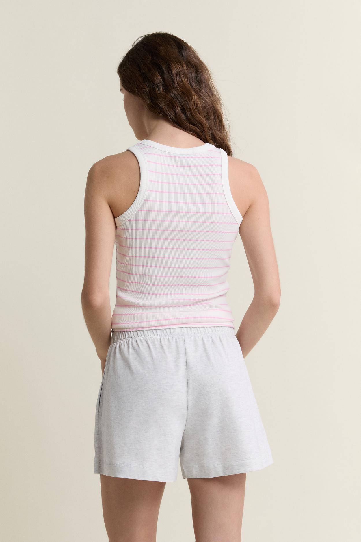 Pajama Tank Top Round Neck With Cotton