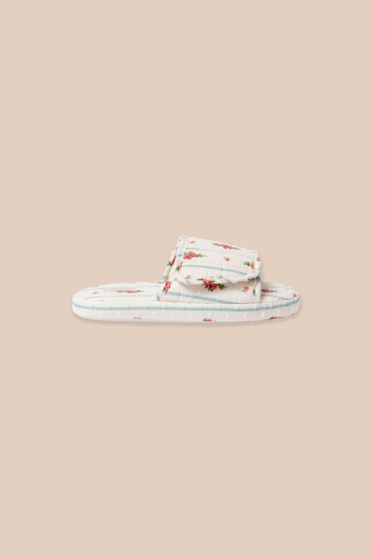 Floral Print Cotton Flip-Flop Slippers