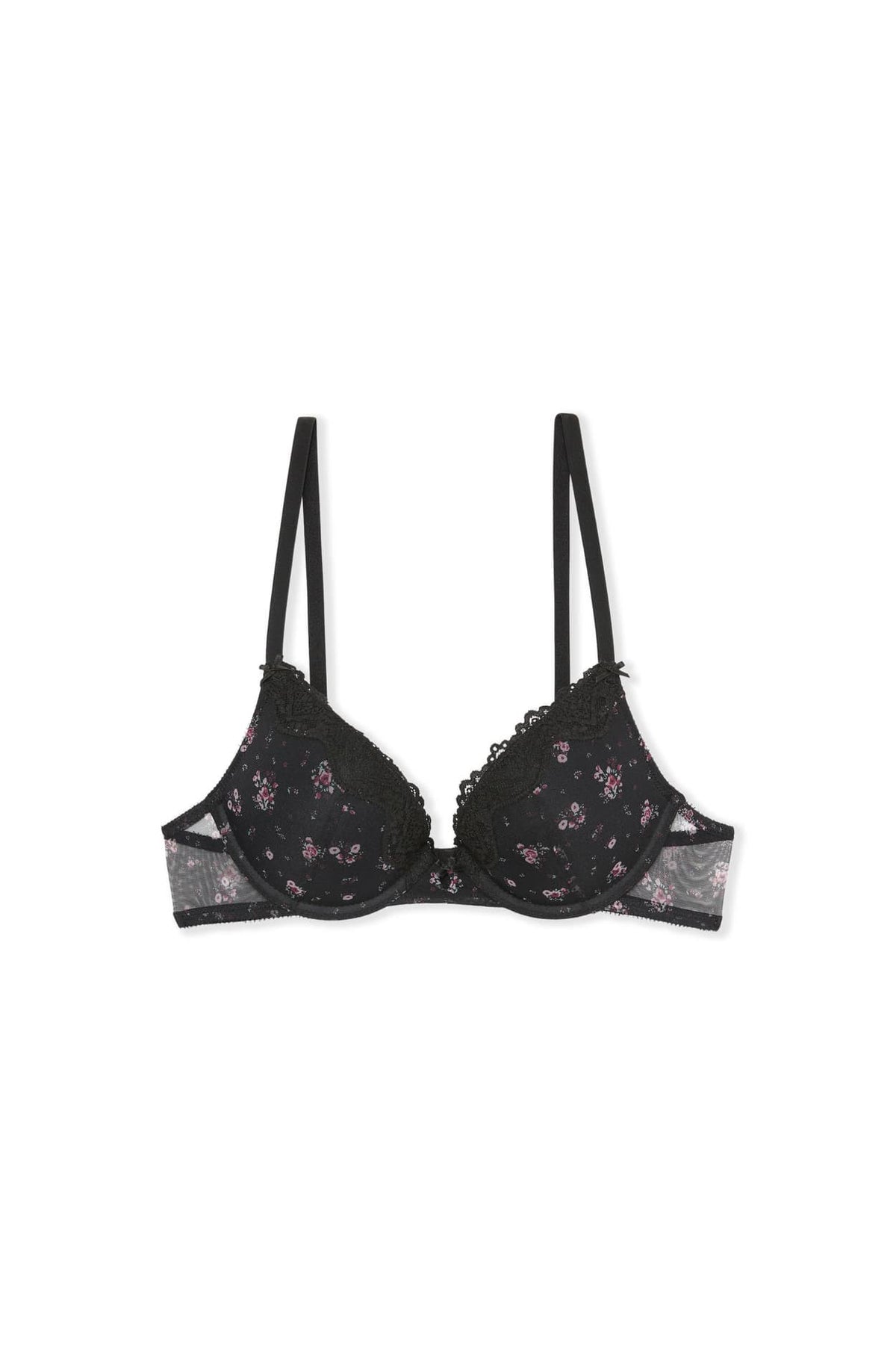 Soutien-gorge N.2 - Le push-up plongeant en tulle in black, view 1 - Etam