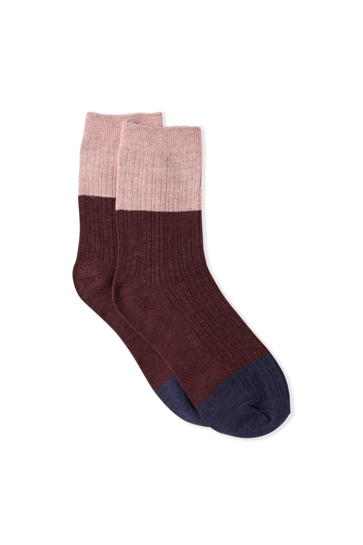 Chaussettes multicolores in bordeaux, flat lay view - Etam