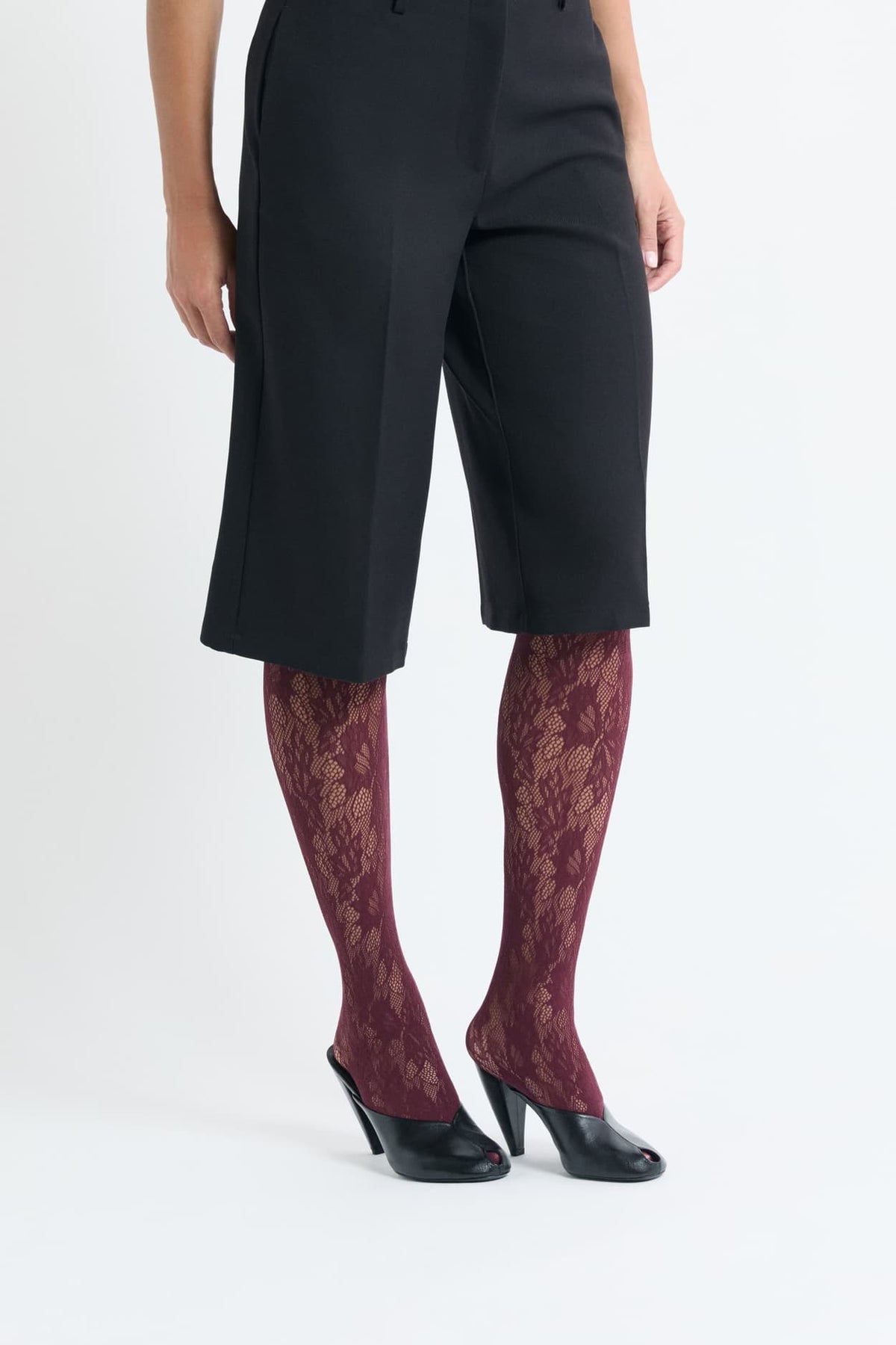 Collant résille à motifs in pourpre, full look view - Etam