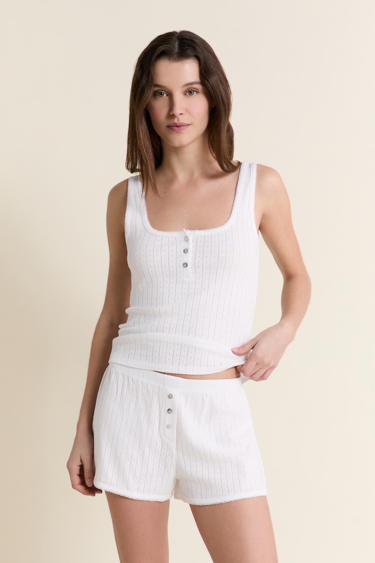 Pyjama Tank Top In Pointelle