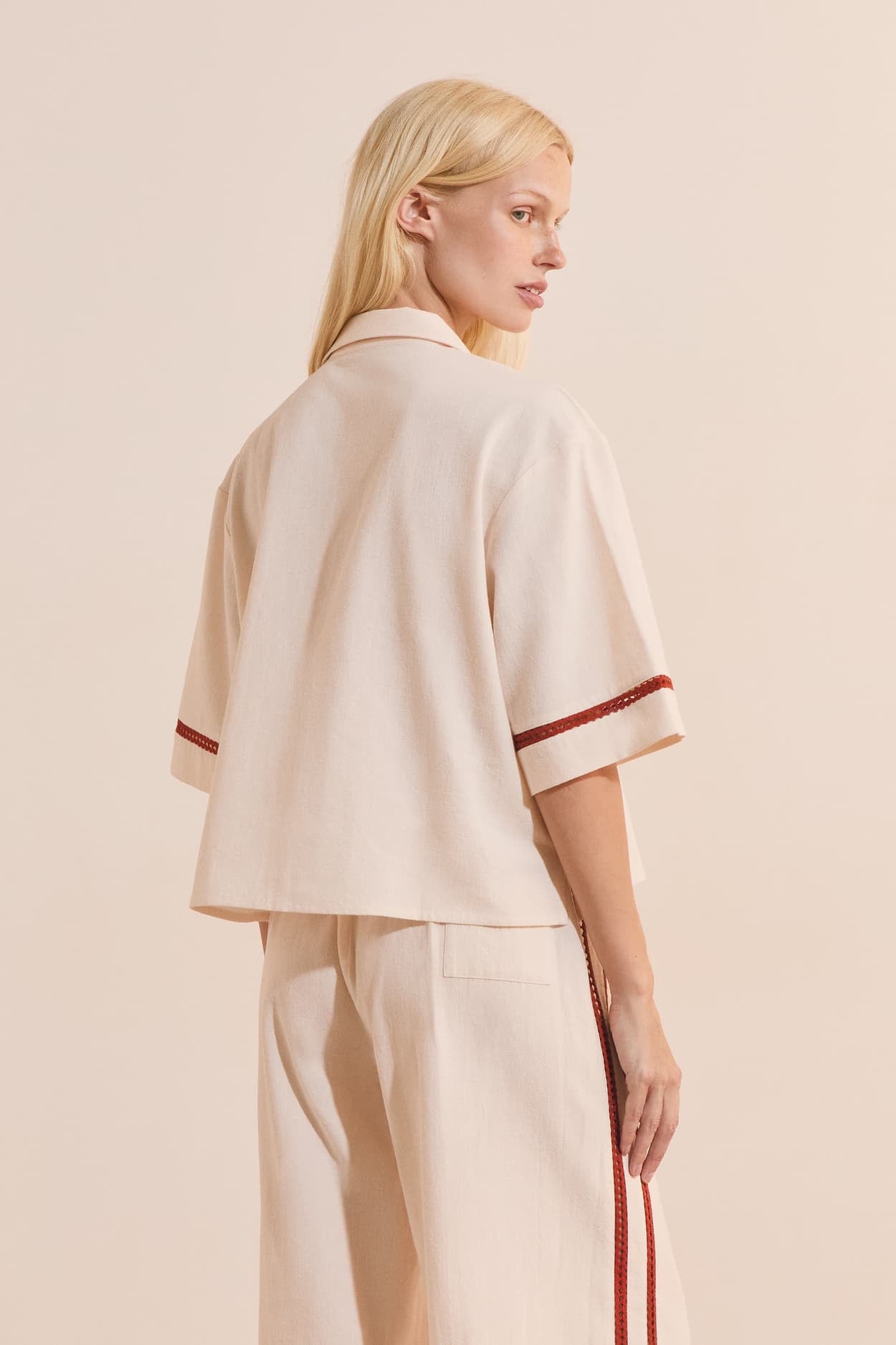 Short-Sleeve Pyjama Shirt With Sun Patterns In Cotton - Lin