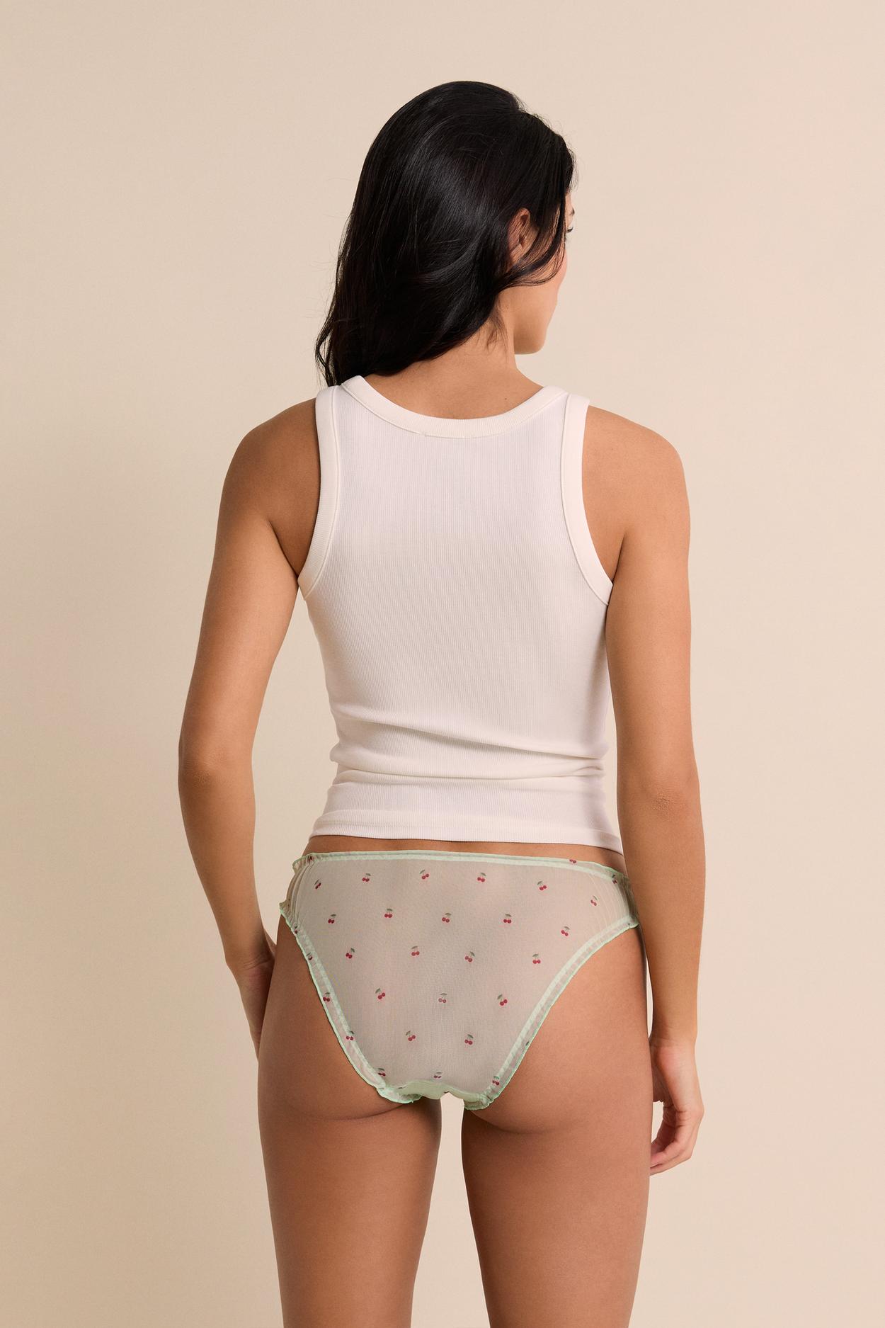 Bloomer Brief In Printed Tulle
