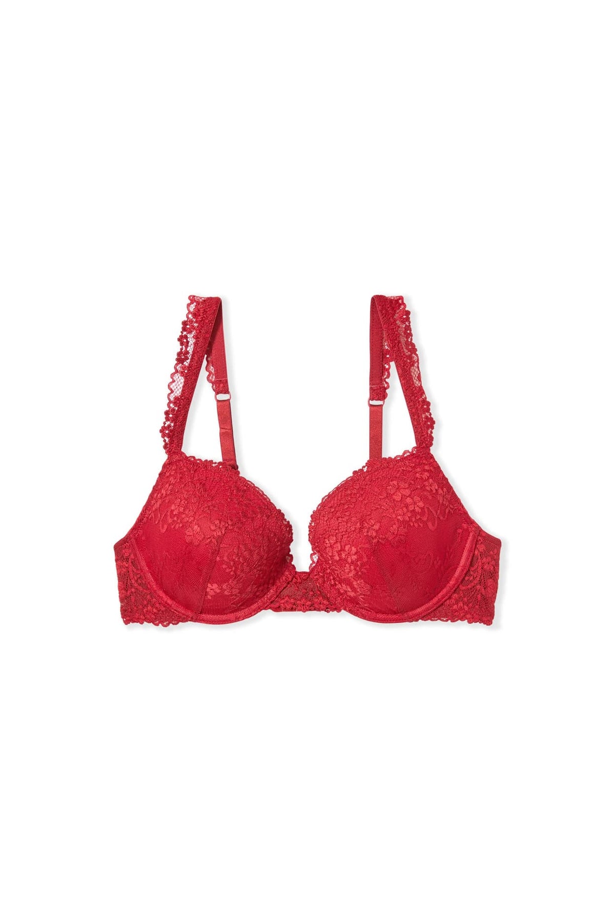 Soutien-gorge N.5 - Le coques fines plongeant en dentelle in red, flat lay view - Etam
