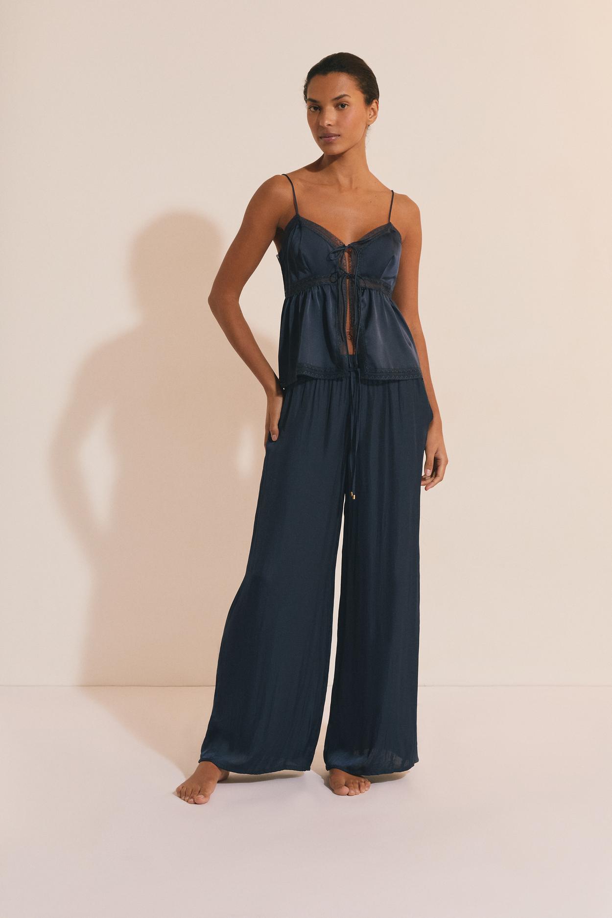 Wide-Leg Satin Pants