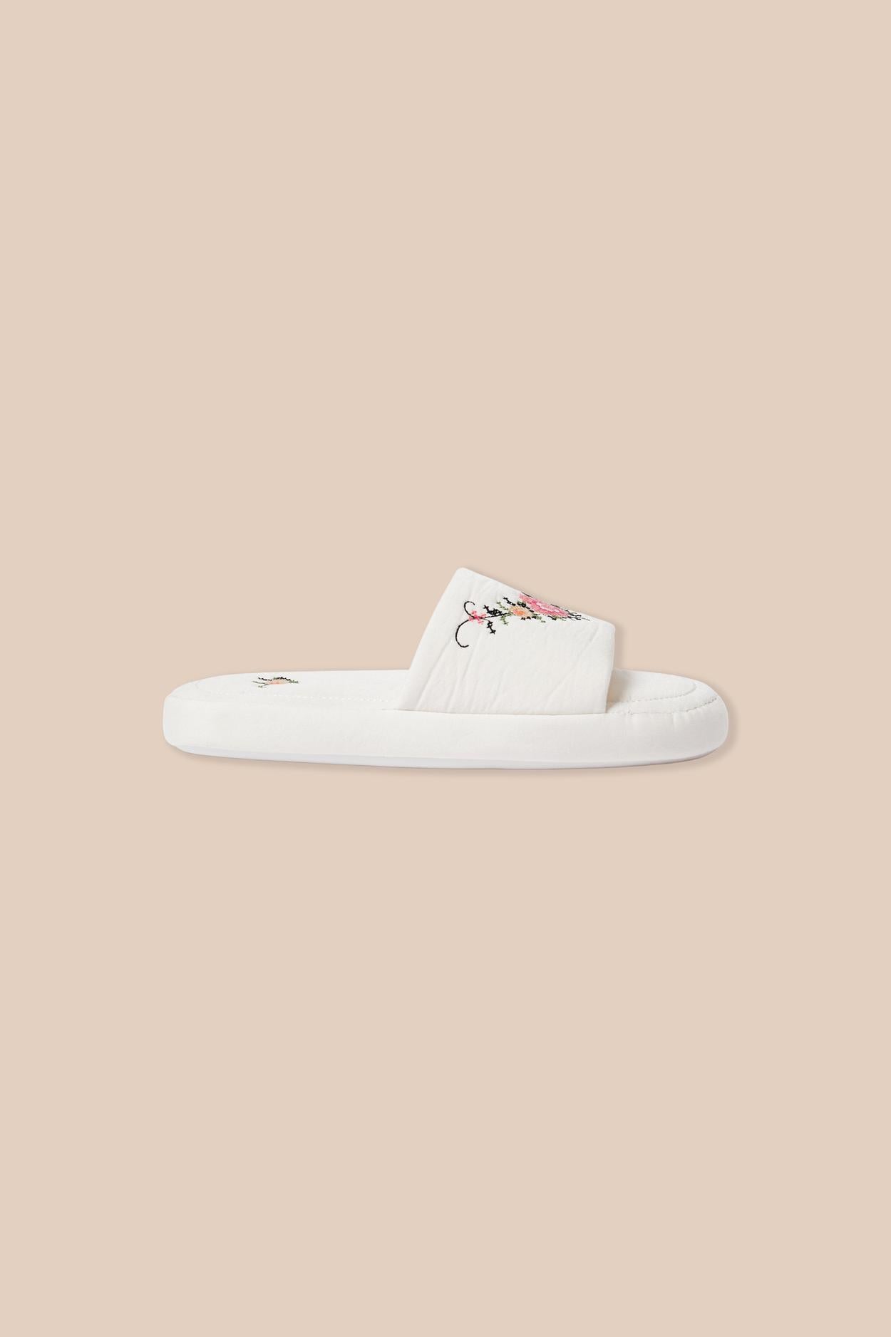 Floral Print Cotton Flip-Flop Slippers