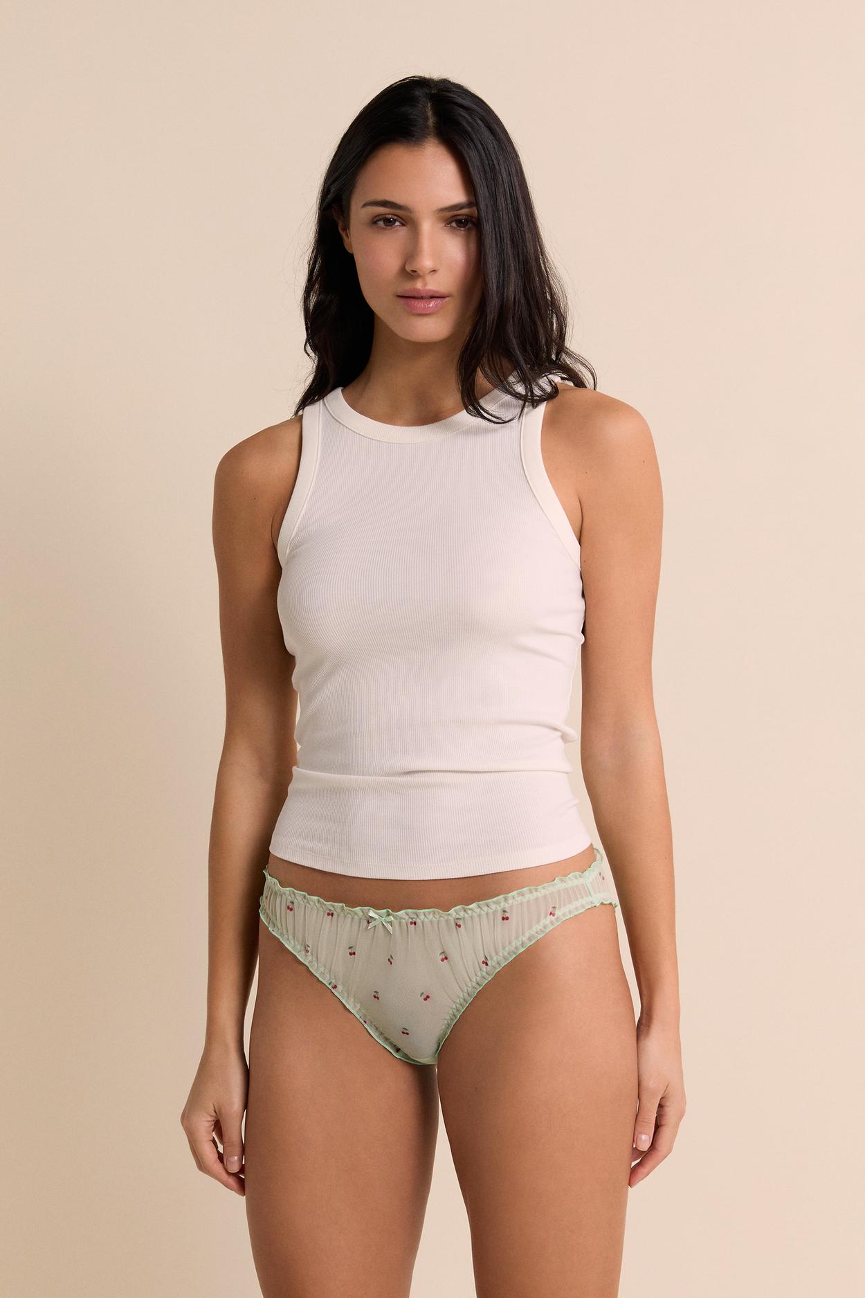 Bloomer Brief In Printed Tulle